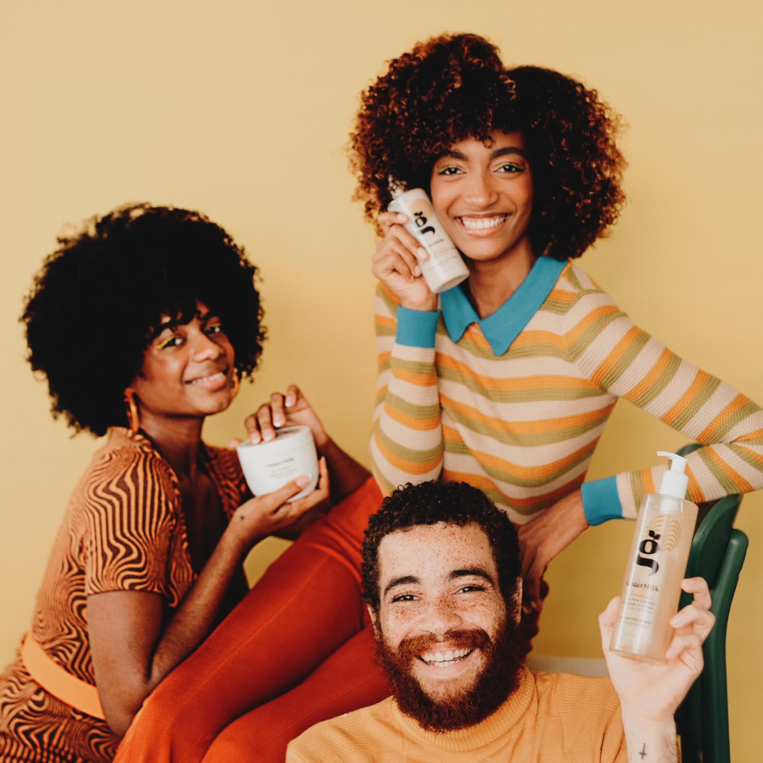 Ginger Milk - Set de cuidado del cabello rizado Be Yourself – Champú, máscara, enjuague, gel definidor de rizos y aceite de acabado – Hidrata, define y brilla para cabello rizado – Control del encrespamiento