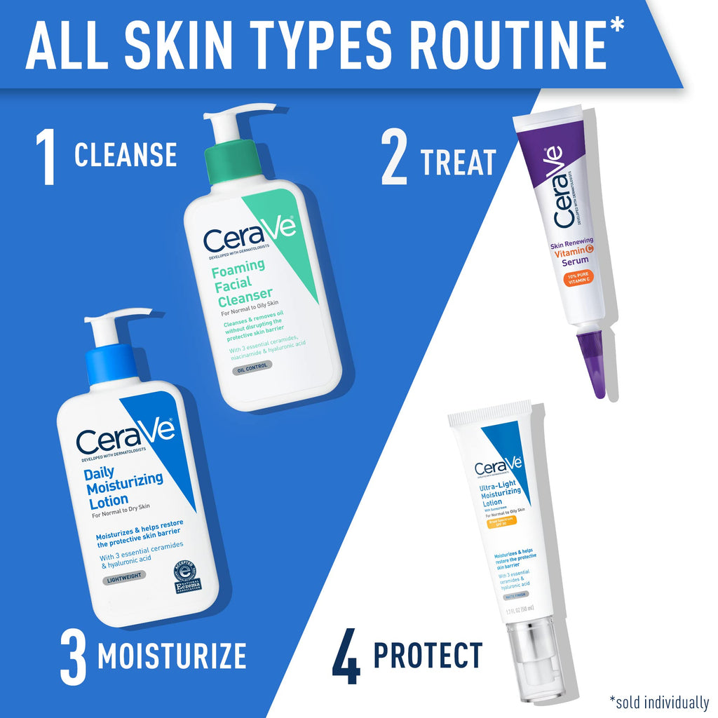 CeraVe - Loción hidratante para piel seca, loción corporal y facial con ácido hialurónico y ceramidas, sin fragancia ni aceite, 500 ml