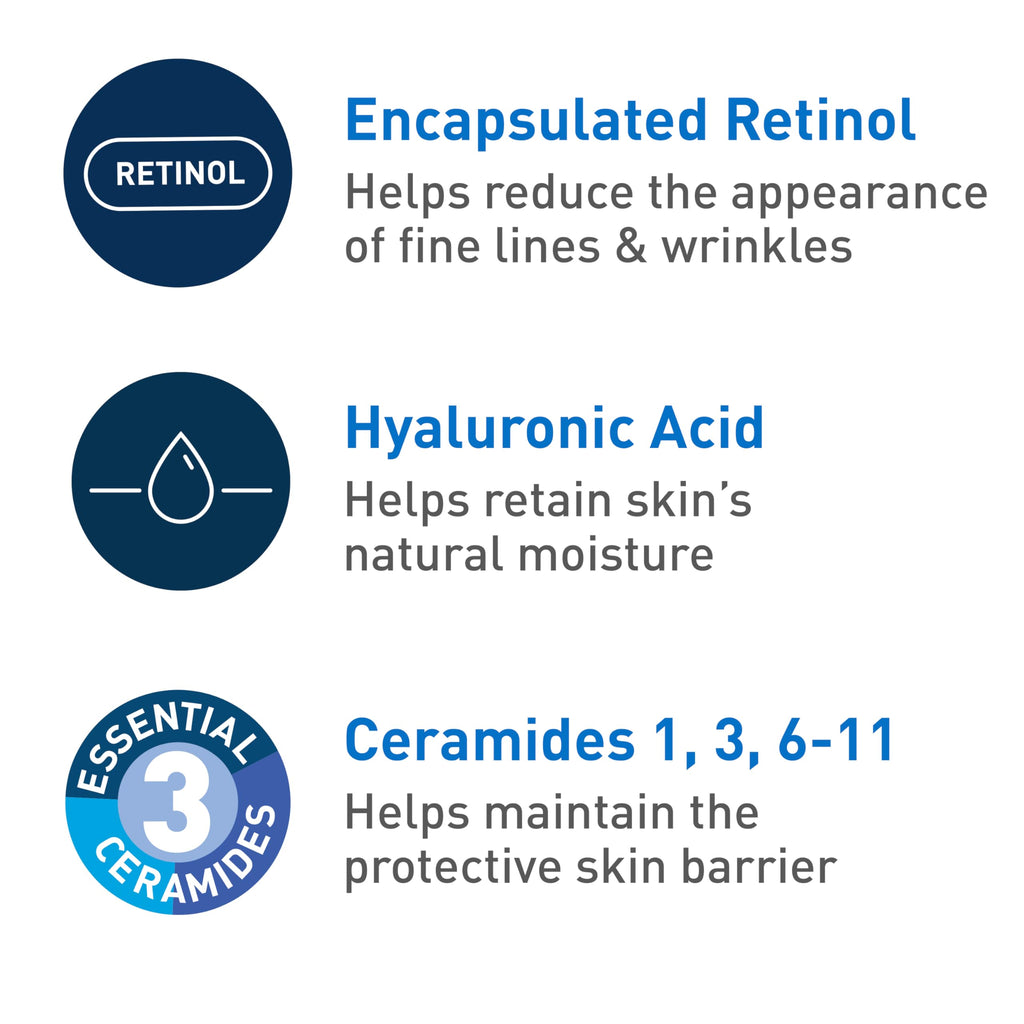 CeraVe - Crema facial antiedad con factor de protección solar 30, crema antiarrugas con retinol, ácido hialurónico y ceramidas, 50 ml
