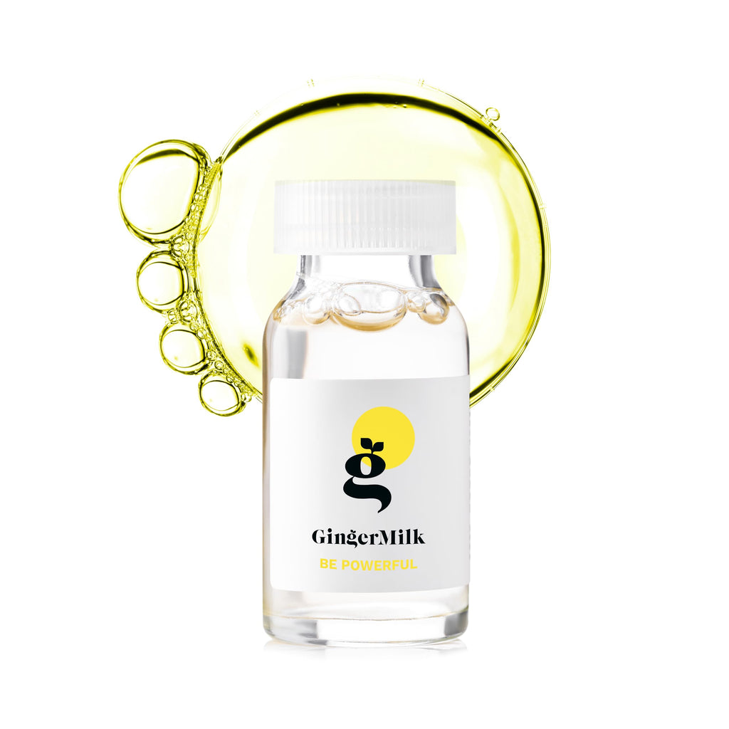 Ginger Milk -  Ampolla de leche de jengibre para control de pérdida de cabello con biotina | Tratamiento revitalizante para el cabello | BE POWERFUL (paquete de 6 x 0.5 fl oz)