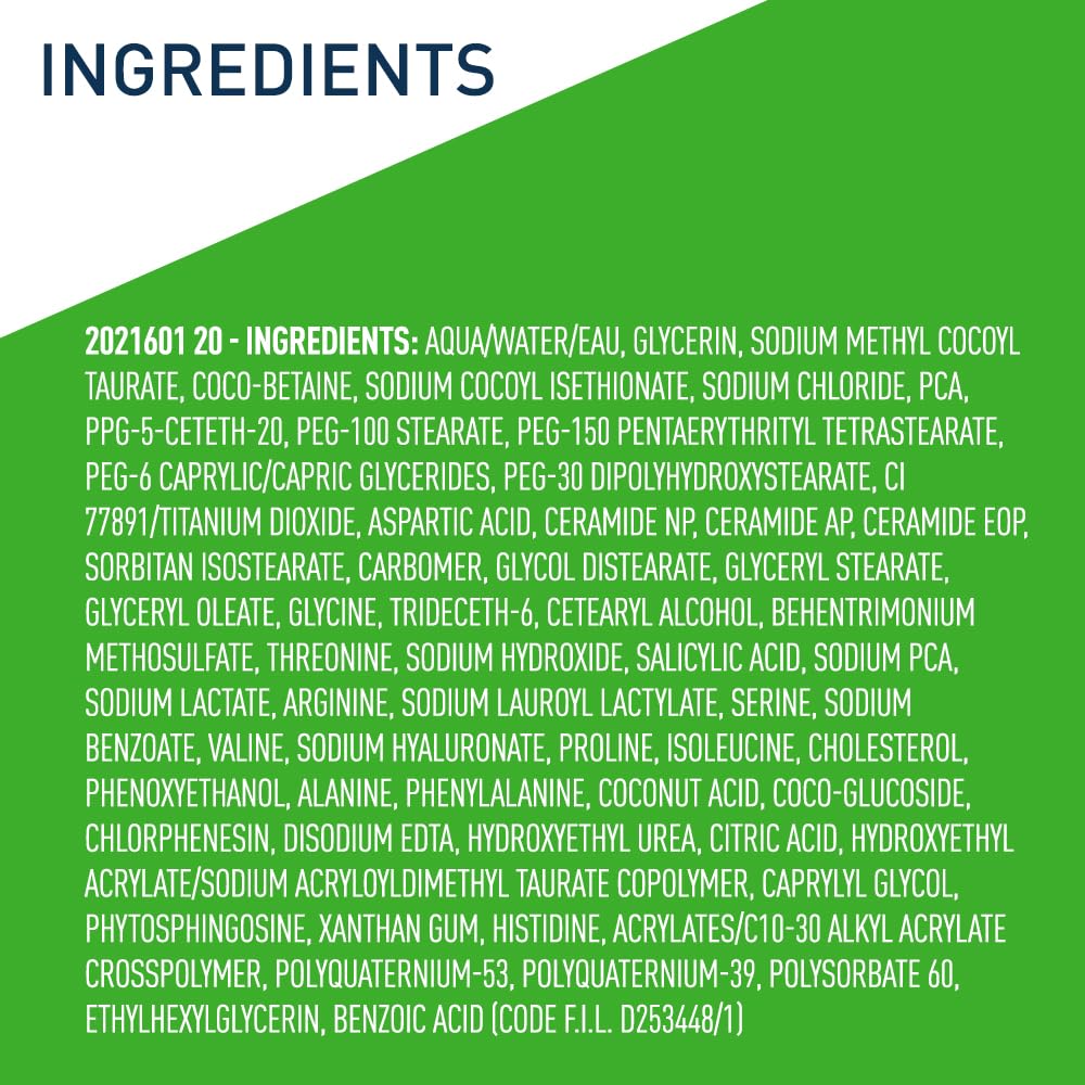 CeraVe - Crema hidratante para limpiar espuma, removedor de maquillaje, lavado facial para piel seca, limpiador facial espumoso con ácido hialurónico, piel normal a seca, sin fragancia y no