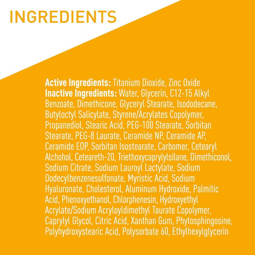 CeraVe - Protector solar mineral 100 % FPS 30 con óxido de zinc y dióxido de titanio, ácido hialurónico y ceramidas. Sin aceite, no graso. Protector solar mineral hidratante para el cuerpo, 5 oz