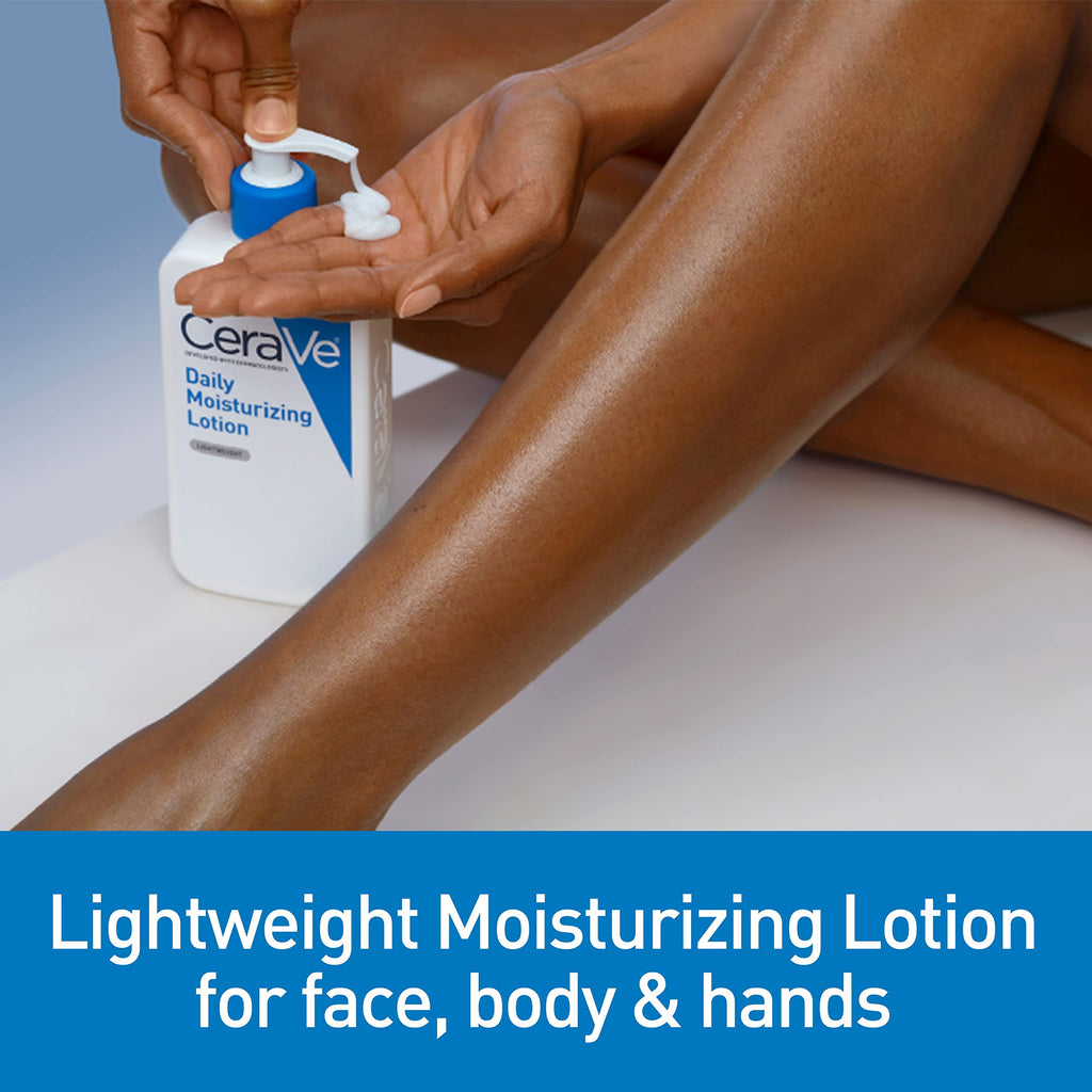 CeraVe - Loción hidratante para piel seca, loción corporal y facial con ácido hialurónico y ceramidas, sin fragancia ni aceite, 500 ml