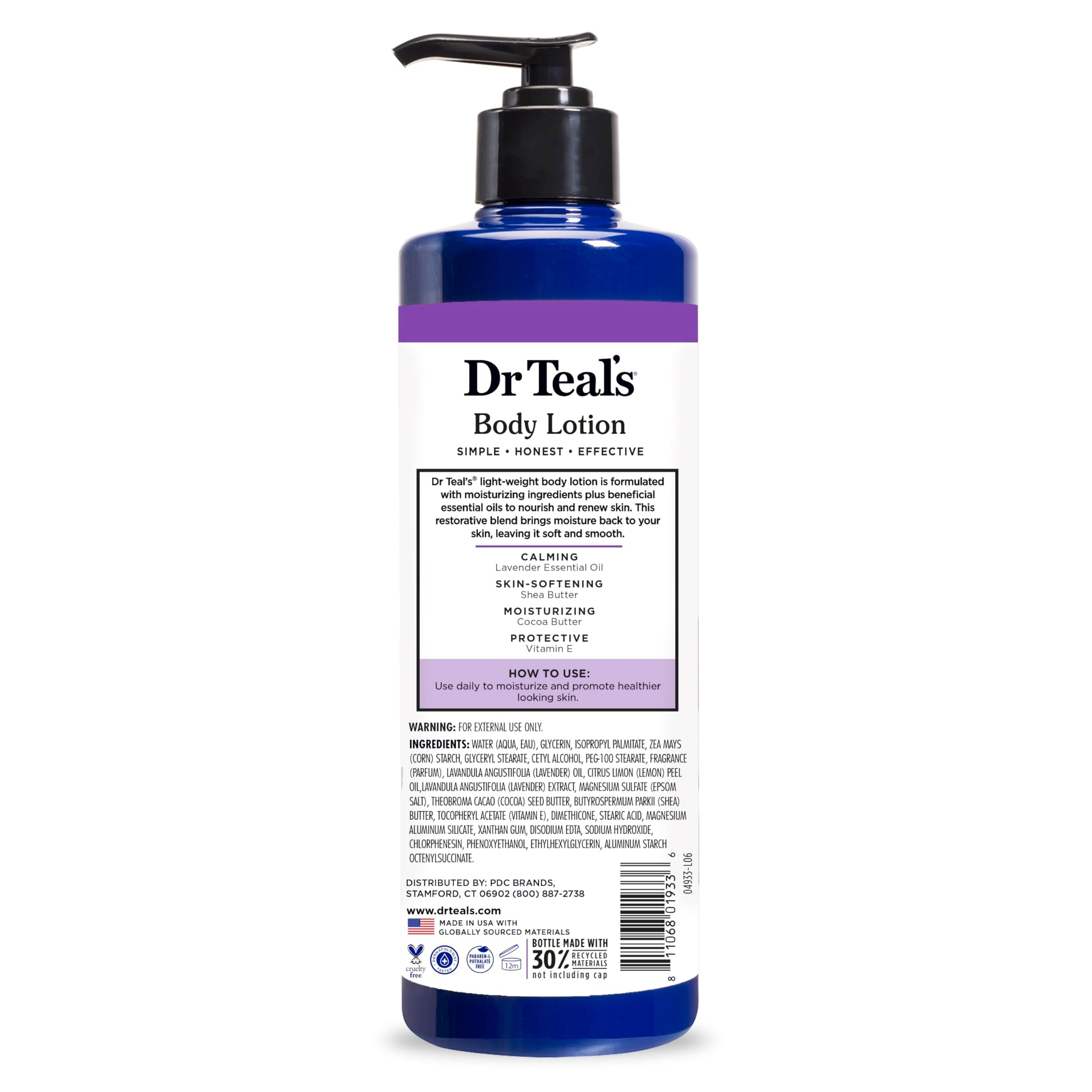 Dr Teal's - Loción corporal + 24 Horas de hidratacion, aceite esencial de lavanda, 18 onzas líquidas (paquete de 3)