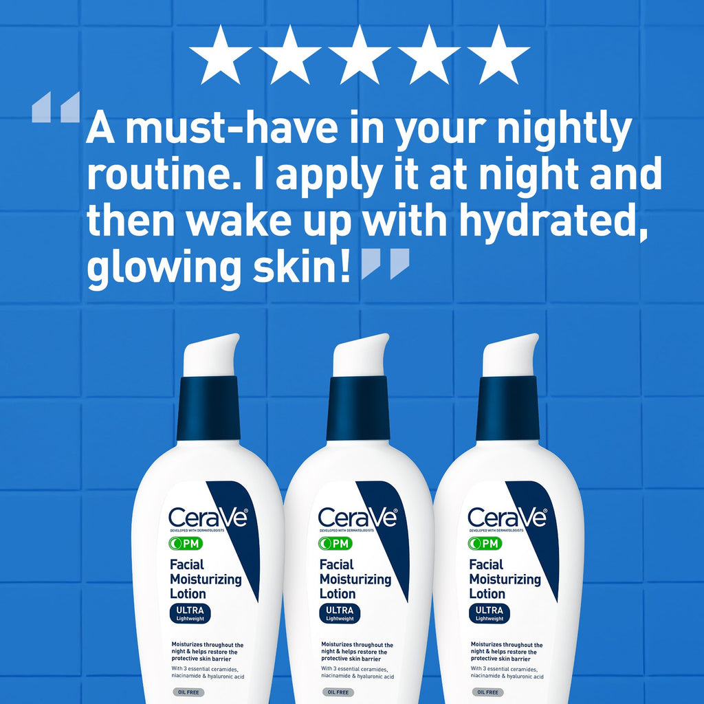 CeraVe - Loción hidratante facial PM Ultra ligero, PM