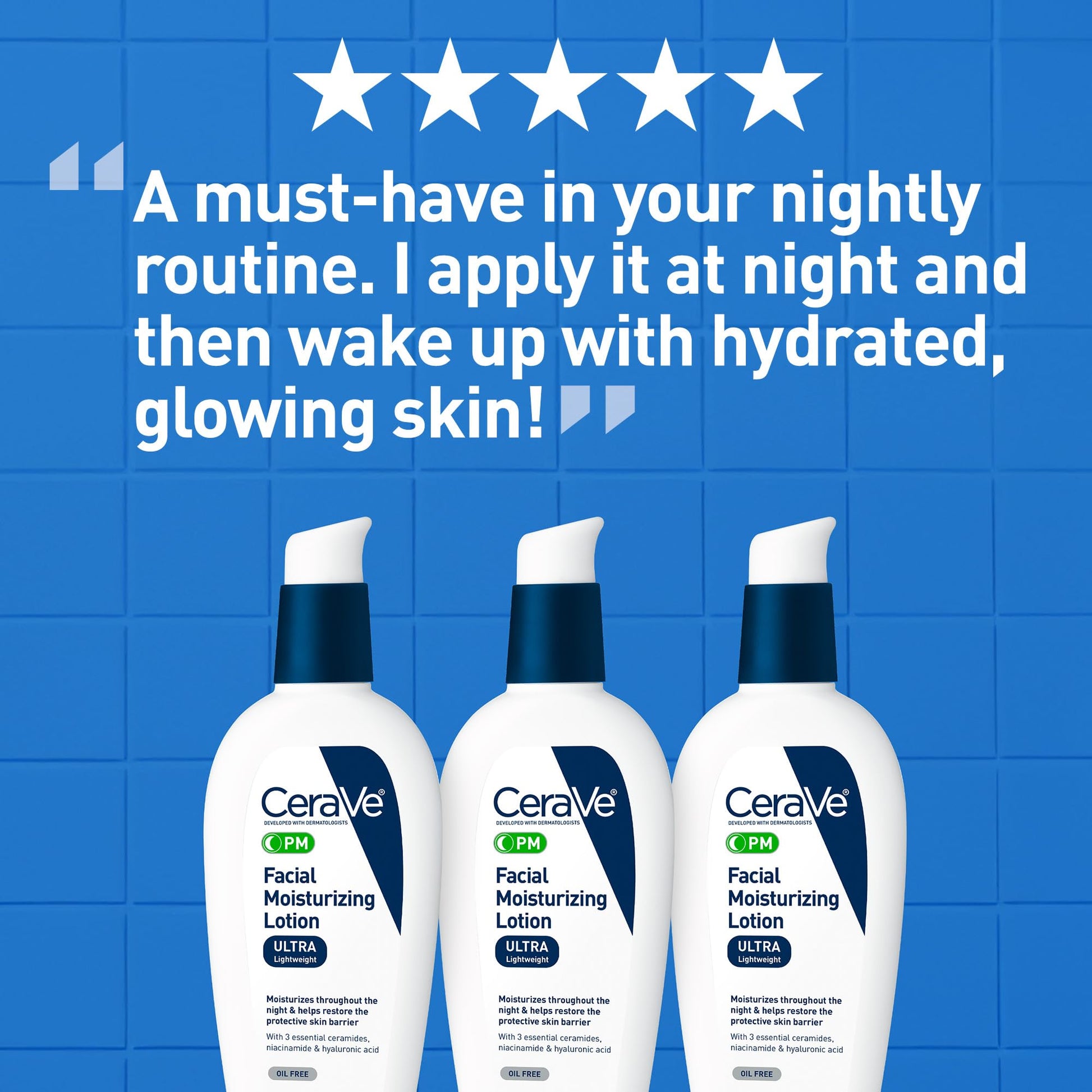 CeraVe - Loción hidratante facial PM Ultra ligero, PM