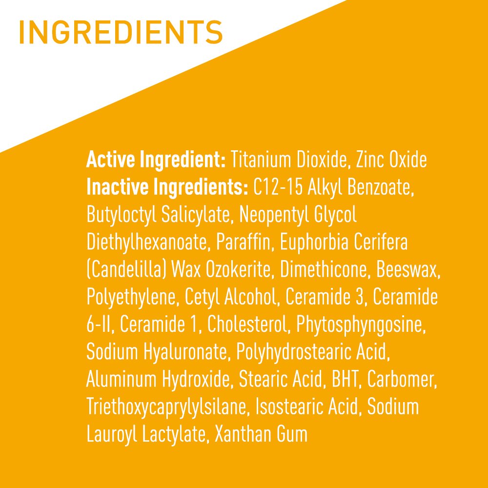 CeraVe - Protector solar mineral en barra FPS 50, FPS de amplio espectro + ácido hialurónico + ceramidas, dióxido de titanio y óxido de zinc, protector solar facial 100 % mineral en barra, sin fragancia ni aceite.