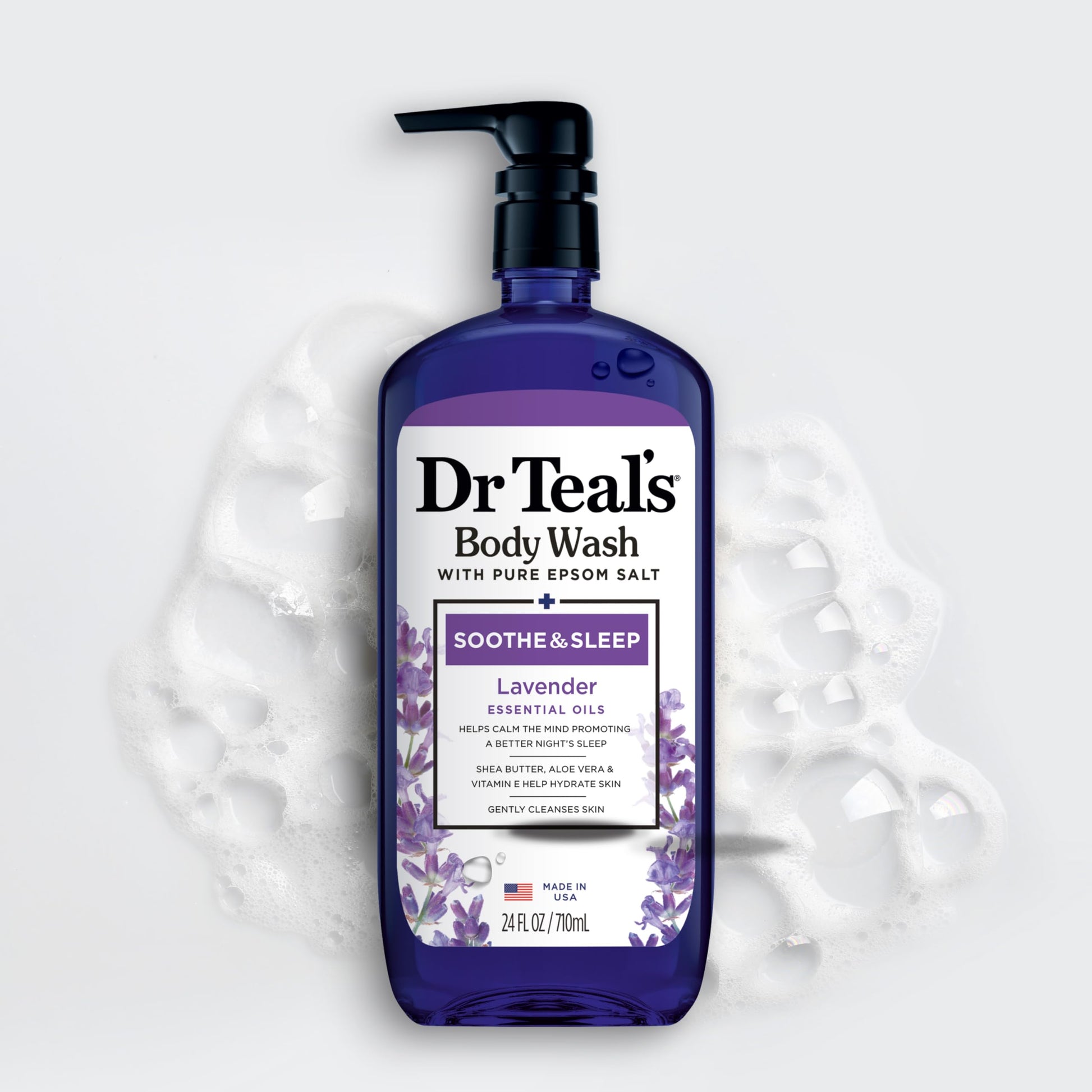 Dr Teal's - Gel de baño con sal pura de Epsom, lavanda y eucalipto, 24 onzas líquidas (paquete de 2)