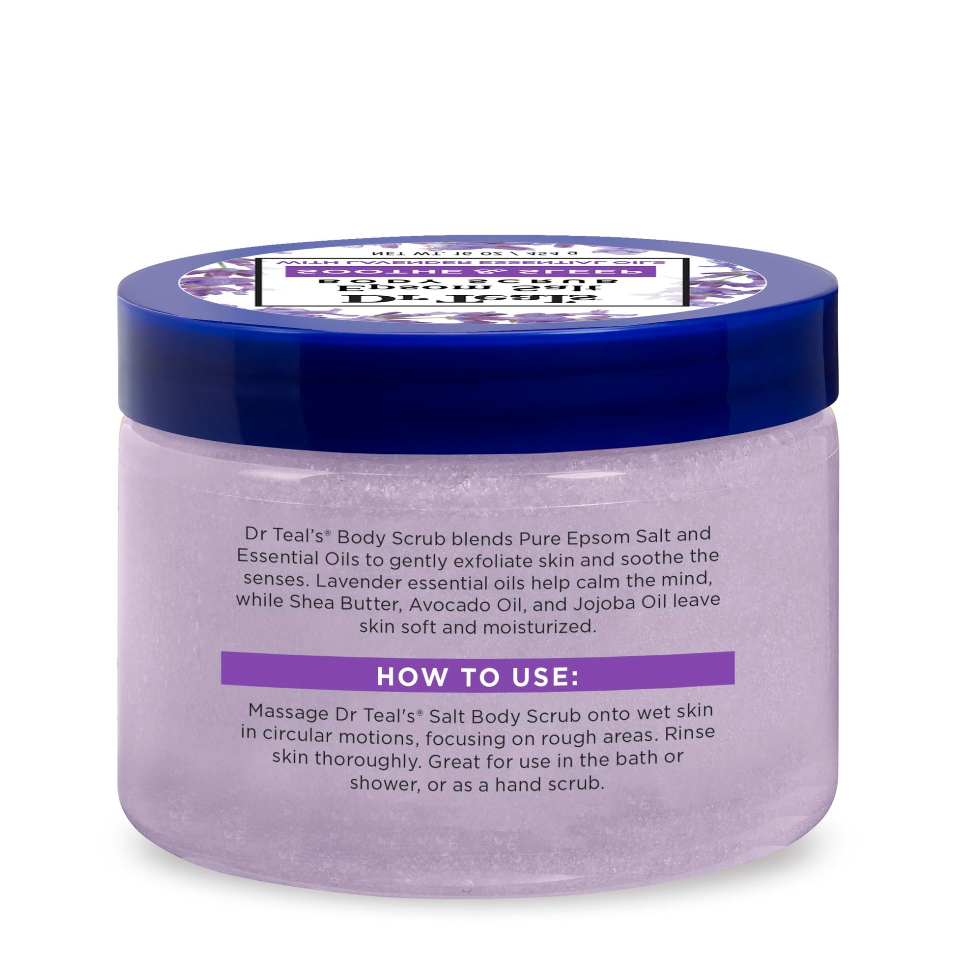 Dr Teal's - Exfoliante corporal de sal pura de Epsom, calma y duerme con aceites esenciales de lavanda, 16 onzas (paquete de 3)