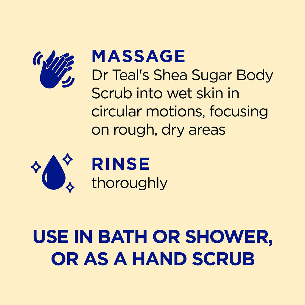 Dr Teal's - Exfoliante de azúcar de karité, bálsamo de limón prebiótico, 19 onzas (paquete de 3)
