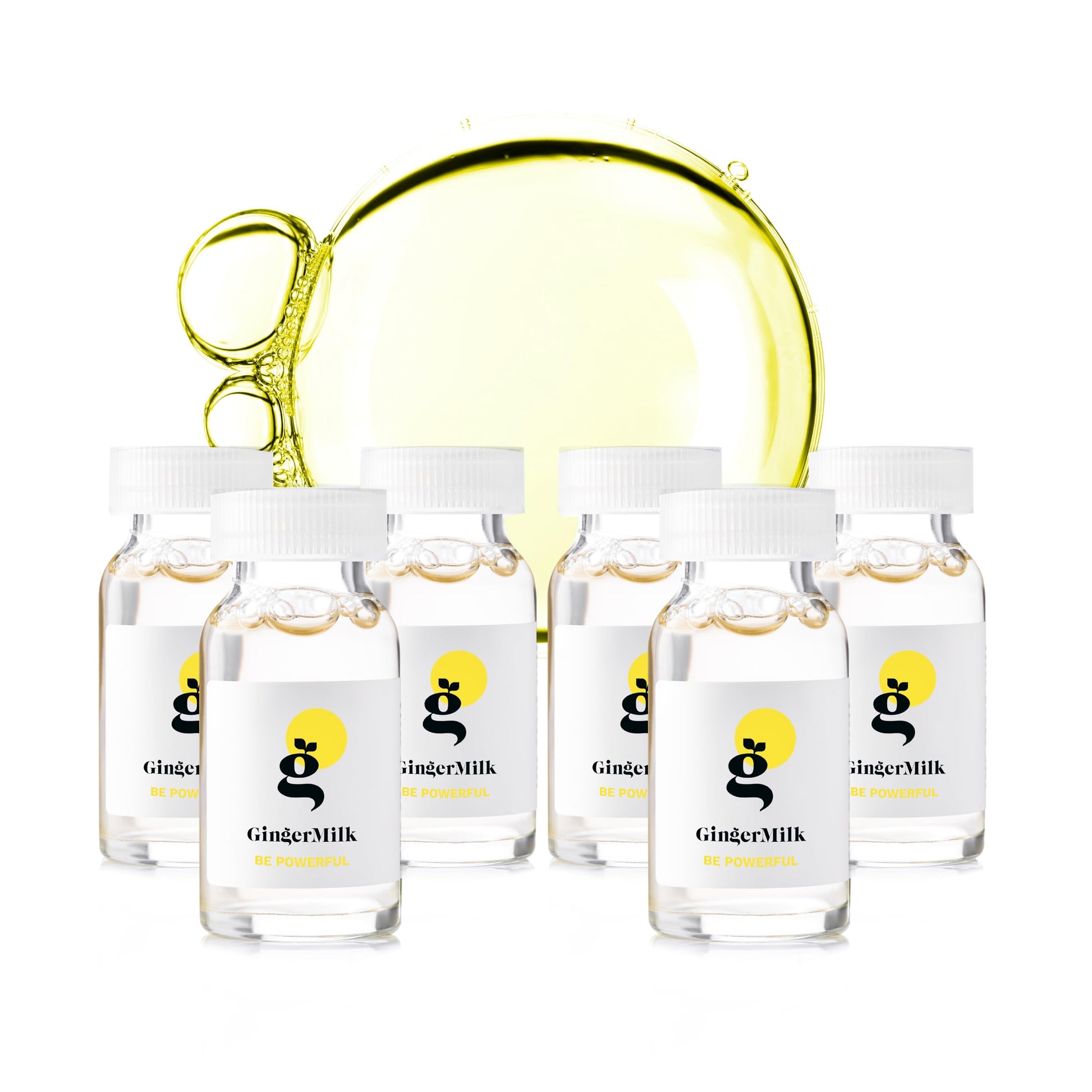 Ginger Milk -  Ampolla de leche de jengibre para control de pérdida de cabello con biotina | Tratamiento revitalizante para el cabello | BE POWERFUL (paquete de 6 x 0.5 fl oz)