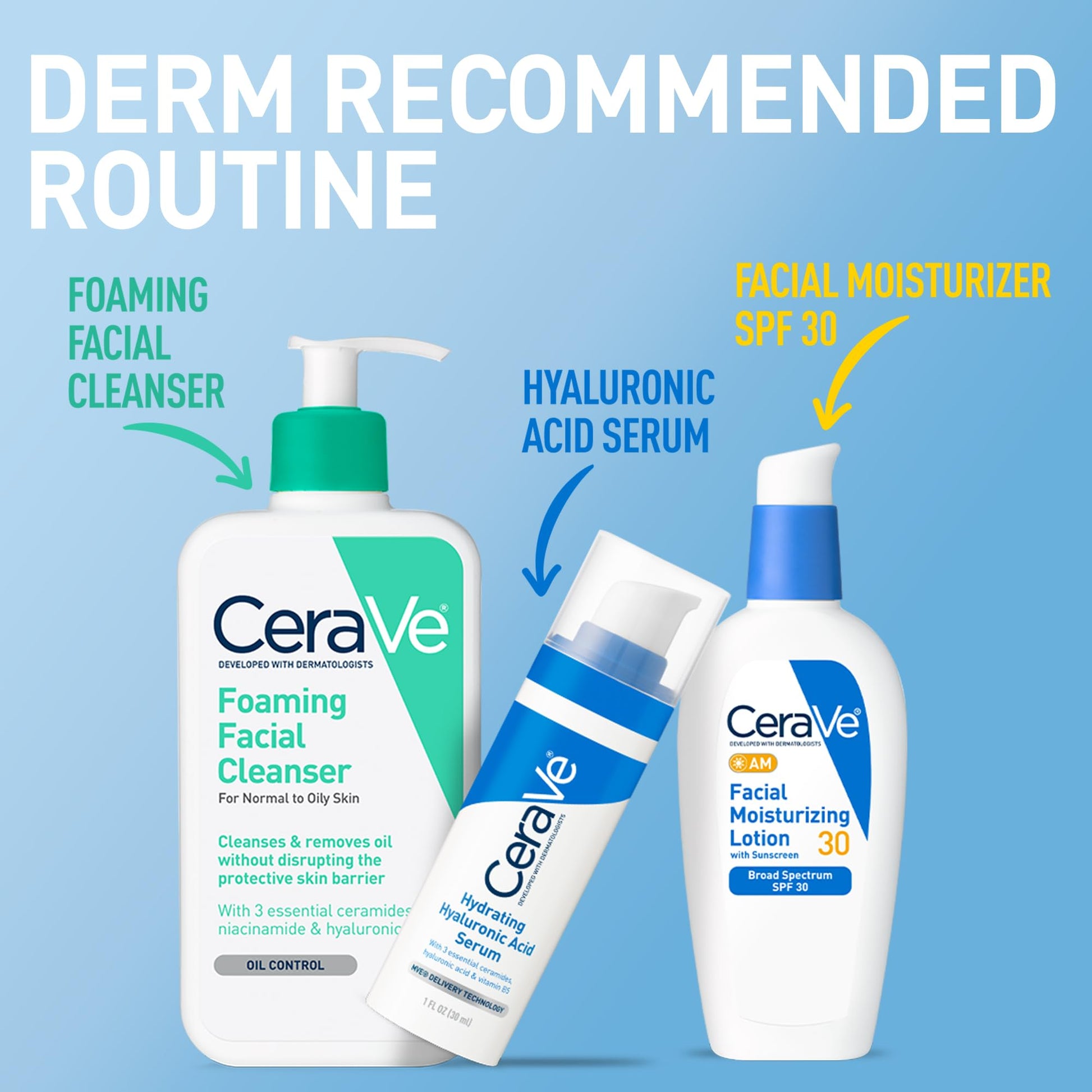 CeraVe - AM Loción hidratante facial con SPF 30, hidratante facial sin aceite con SPF, formulado con ácido hialurónico, niacinamida y ceramidas, no comedogénico, protector solar de amplio espectro