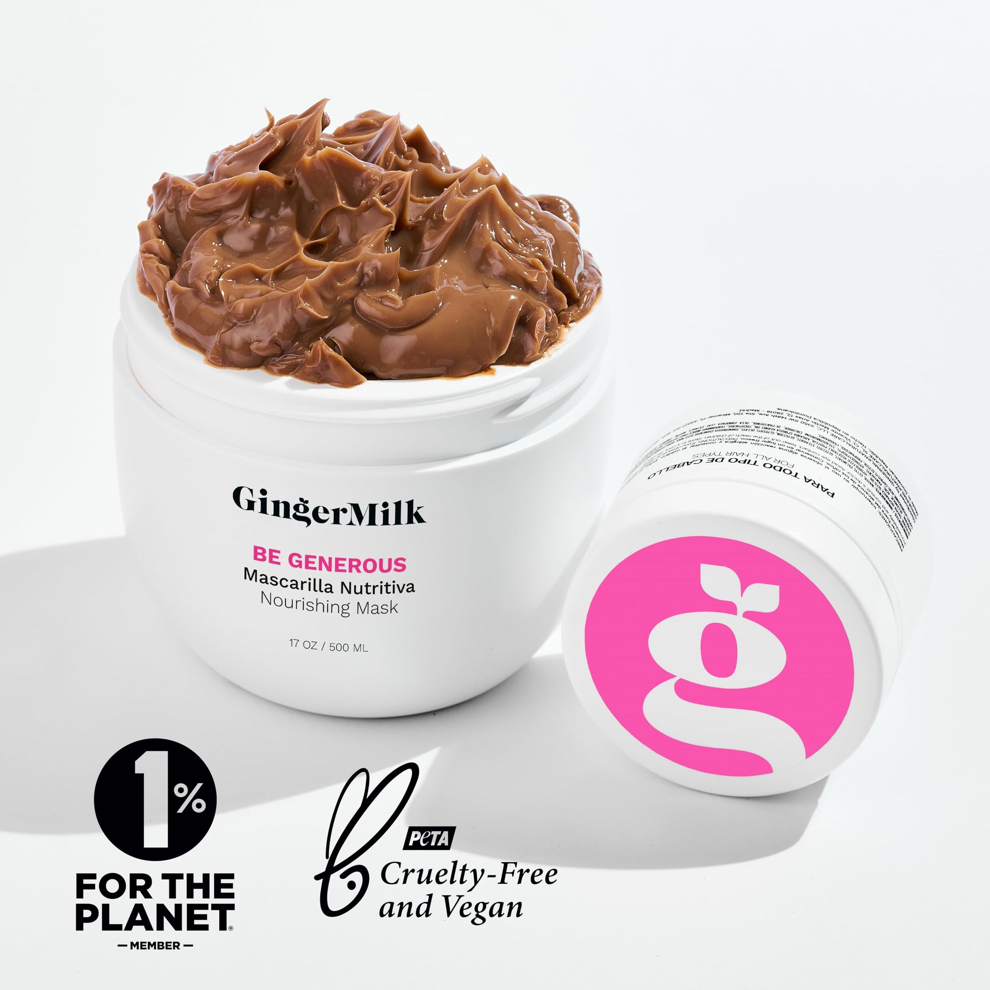 Ginger Milk - Mascarilla reparadora profunda para cabello seco y rizado, aceite de ricino, biotina, jengibre, sin sulfato, Be Generous by Ginger Milk - 17 oz