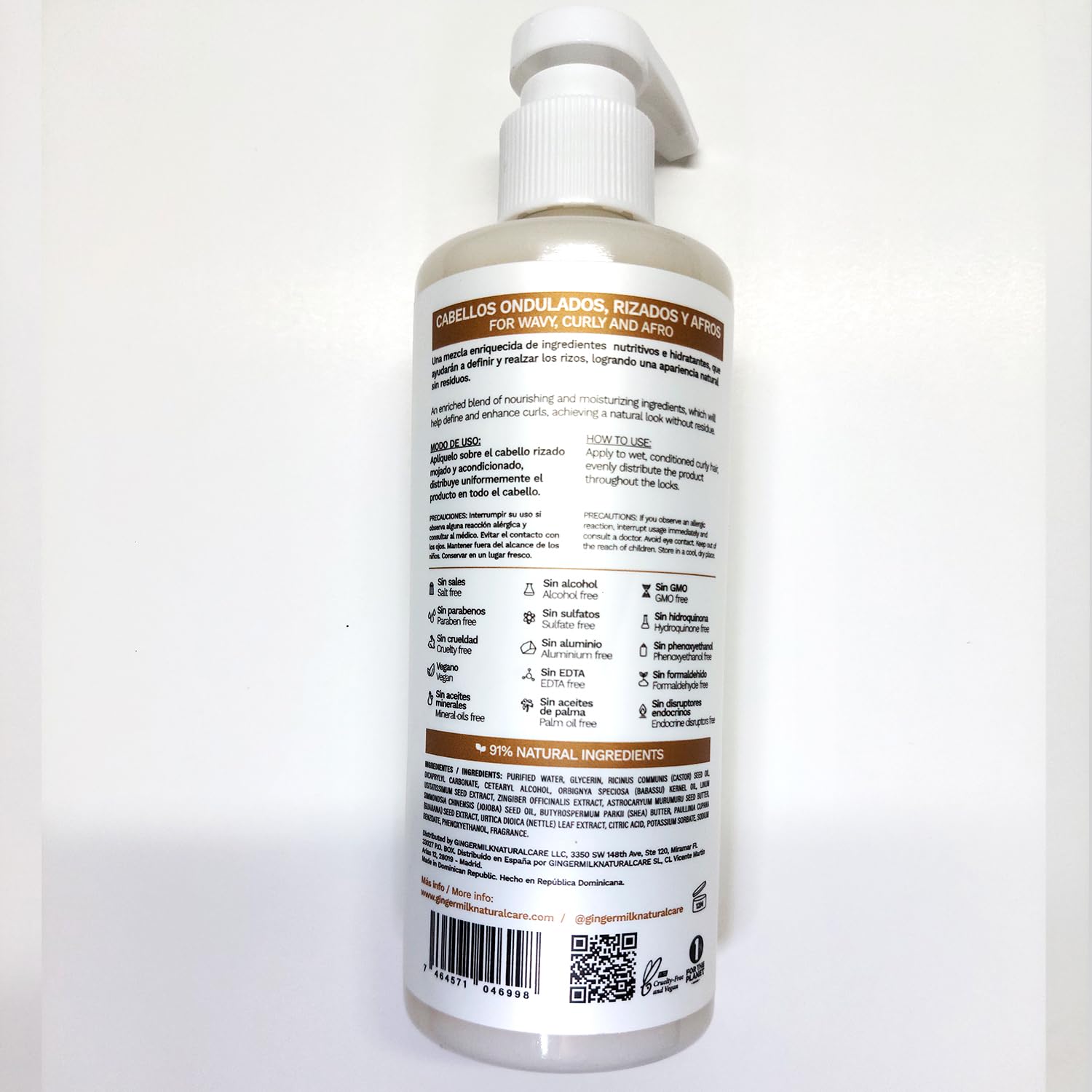 Ginger Milk - Leave-in Acondicionador con leche de jengibre para cabello rizado, ondulado y enrollado | Hidrata, nutre y fortalece | Crema para rizos y productos para el cabello rizado Be Yourself 8.5 oz