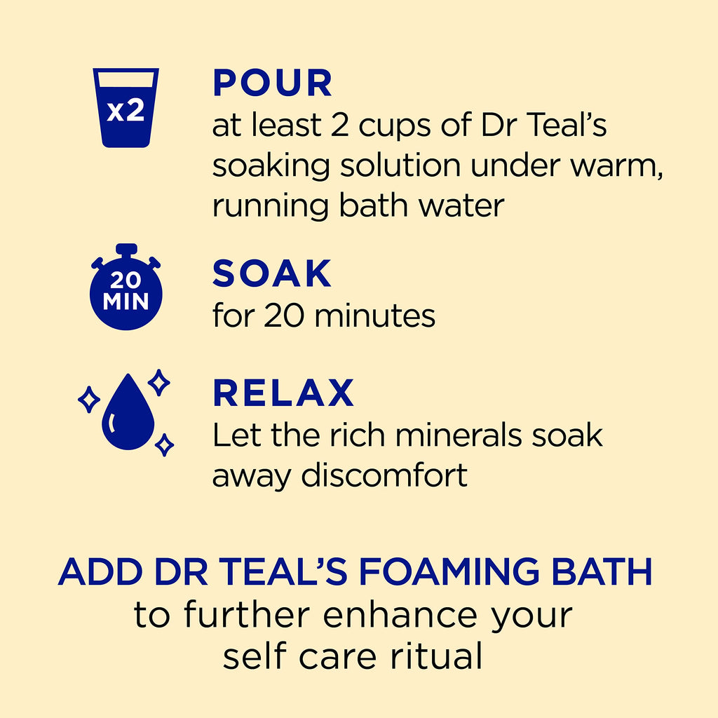 Dr Teal's - Sal pura de Epsom, bálsamo de limón prebiótico y aceite esencial, 3 libras (paquete de 4)