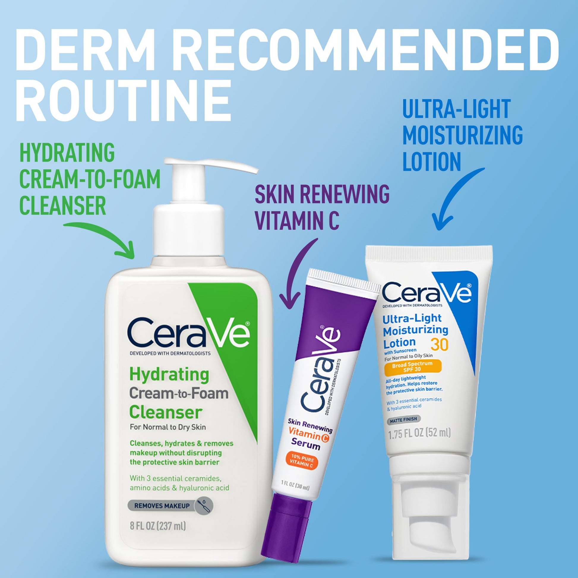 CeraVe - Hidratante facial con SPF 30, 1.7 onzas, loción facial ligera con ácido hialurónico, sin fragancia