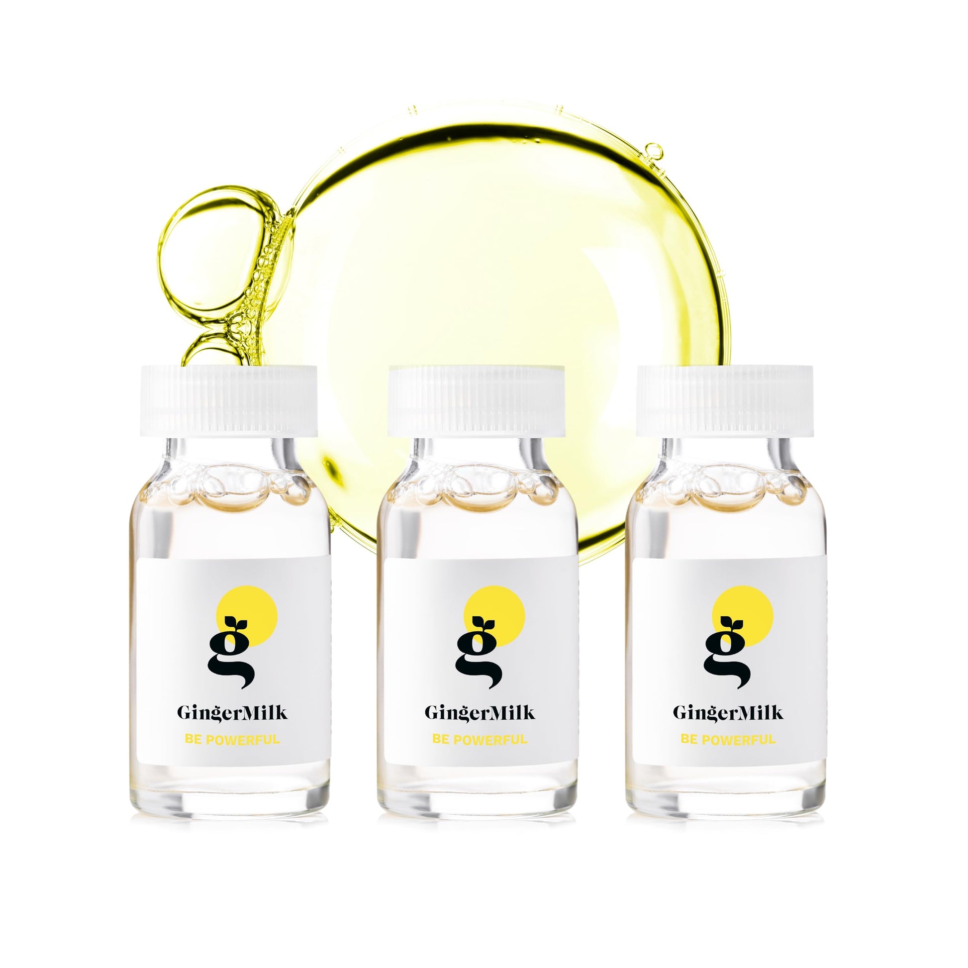 Ginger Milk - Ampolla para el crecimiento del cabello con biotina y jengibre, controla la pérdida de cabello, estimula el cuero cabelludo y fortalece las raíces, sé poderoso con leche de jengibre, paquete de 3 (0.5