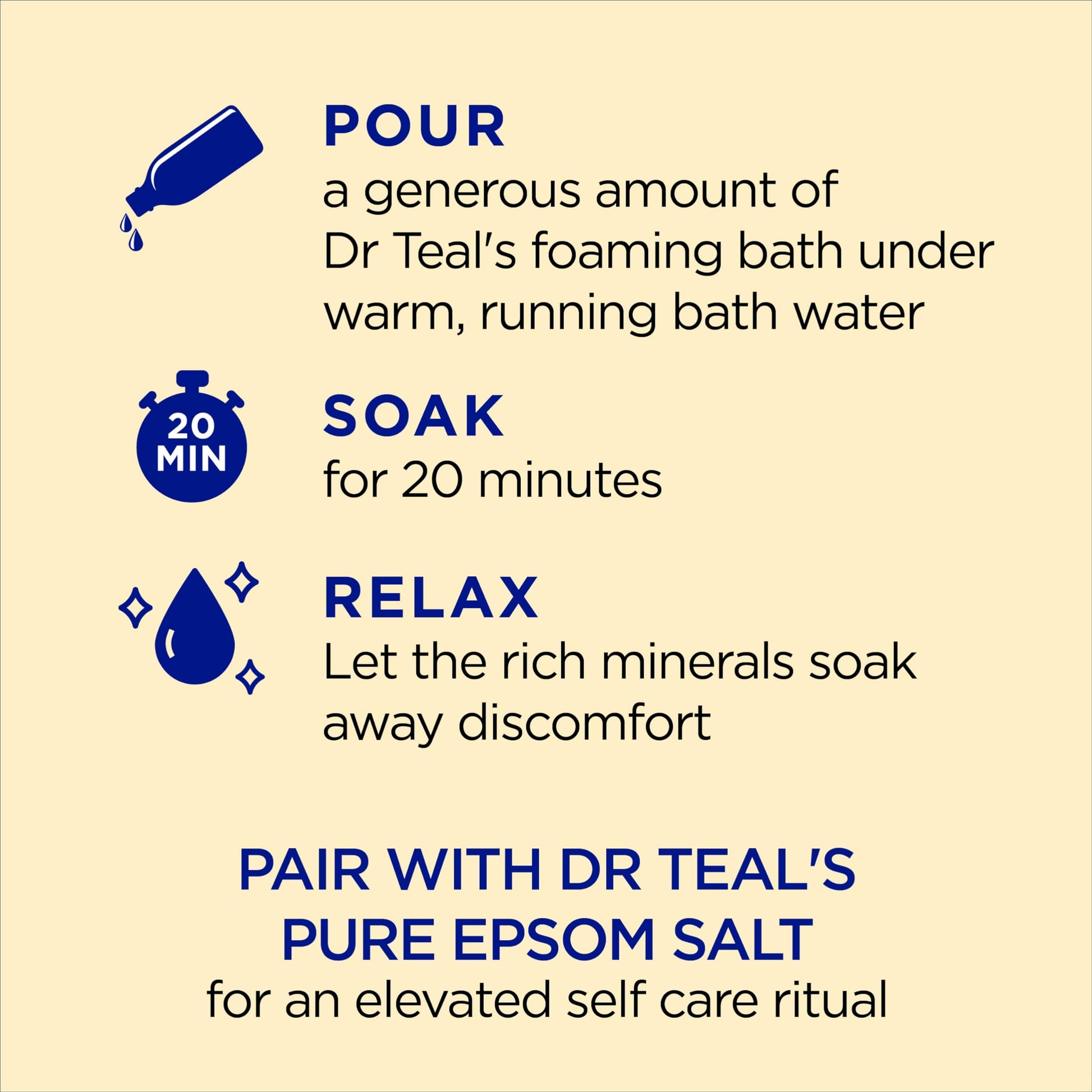 Dr Teal's - Baño espumoso con sal pura de Epsom, bálsamo de limón prebiótico y aceites esenciales, 34 onzas líquidas (paquete de 4)