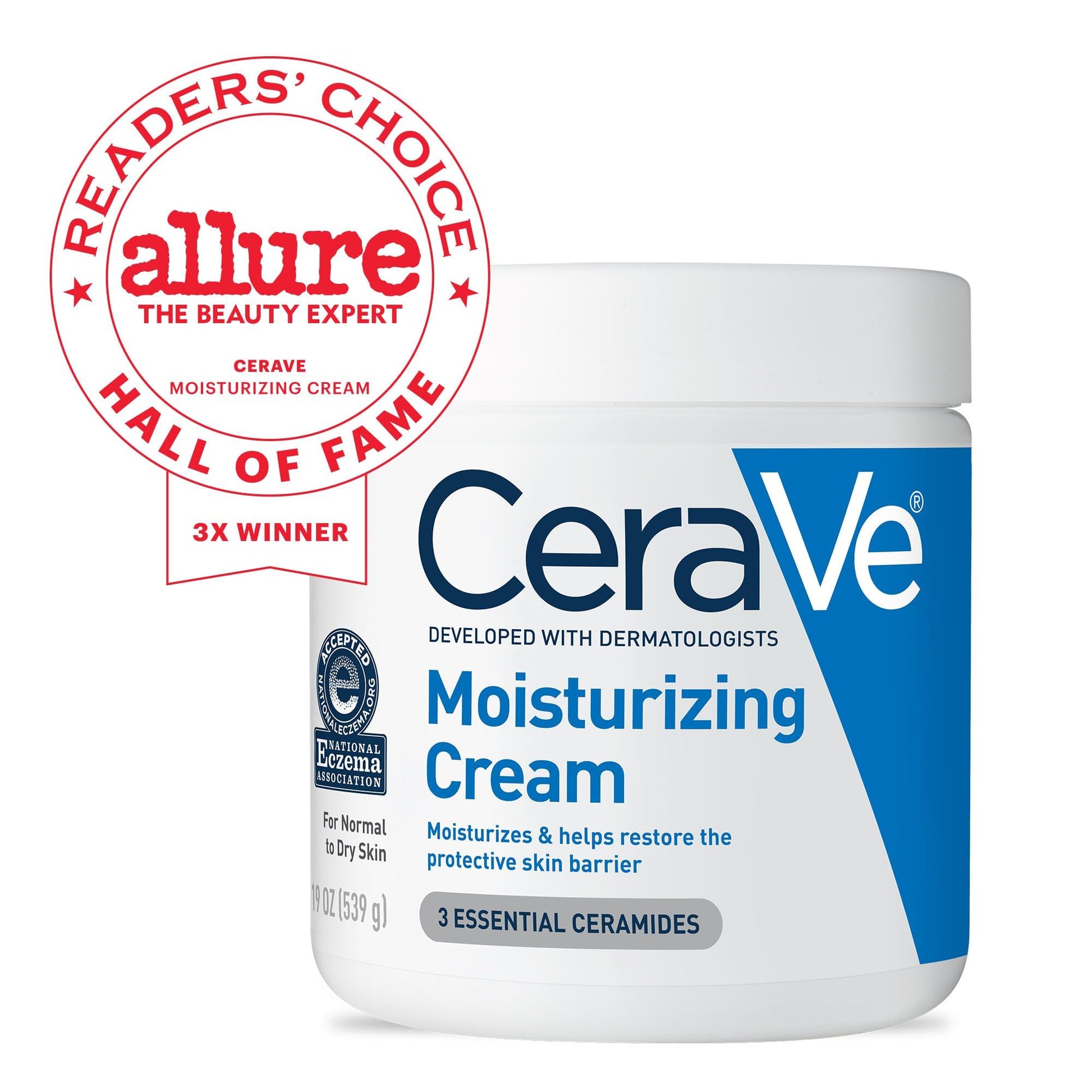 CeraVe - Crema hidratante para rostro y cuerpo para piel seca, con ácido hialurónico y ceramidas, de uso diario, sin aceite, sin fragancia, no comedogénica, 500 ml