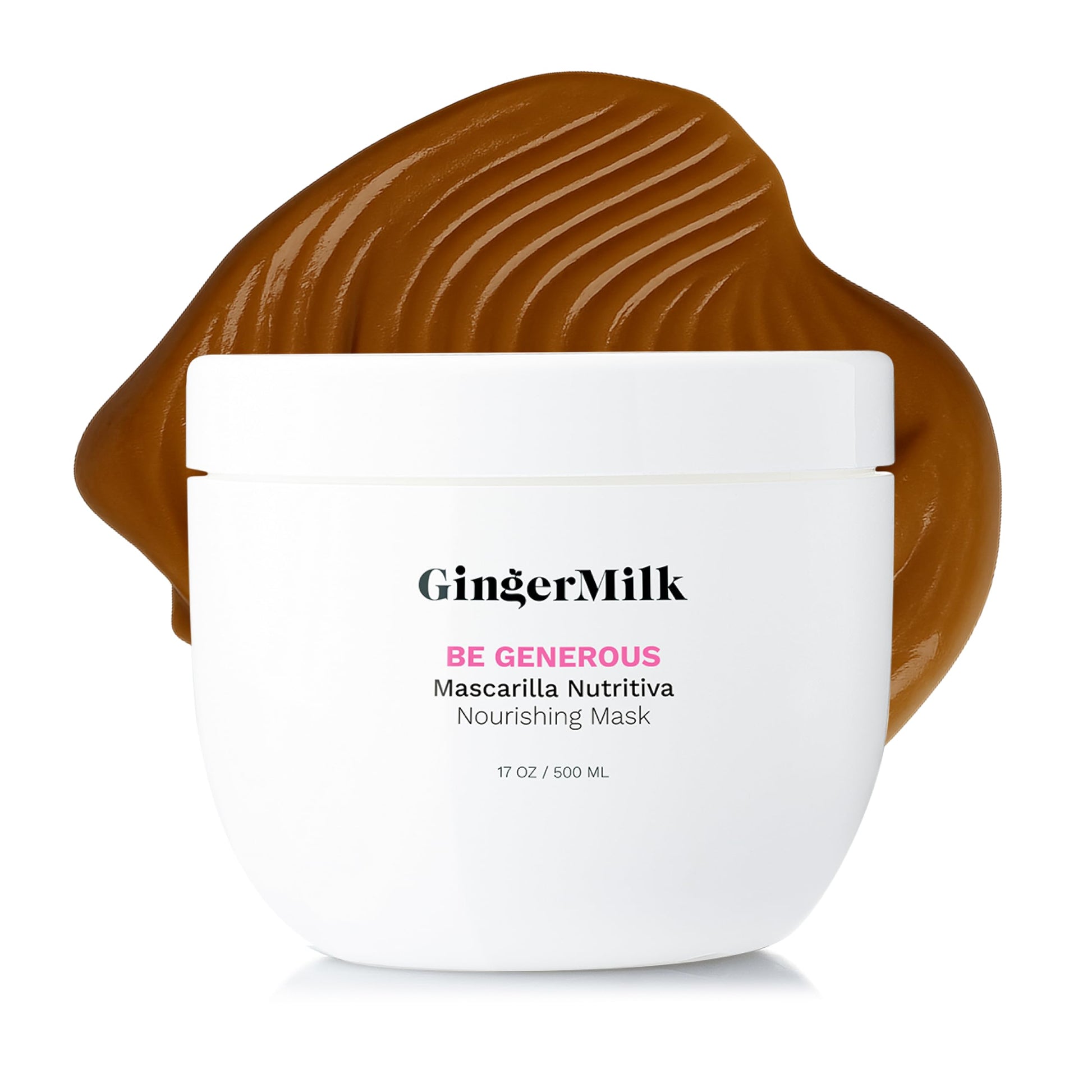 Ginger Milk - Mascarilla reparadora profunda para cabello seco y rizado, aceite de ricino, biotina, jengibre, sin sulfato, Be Generous by Ginger Milk - 17 oz