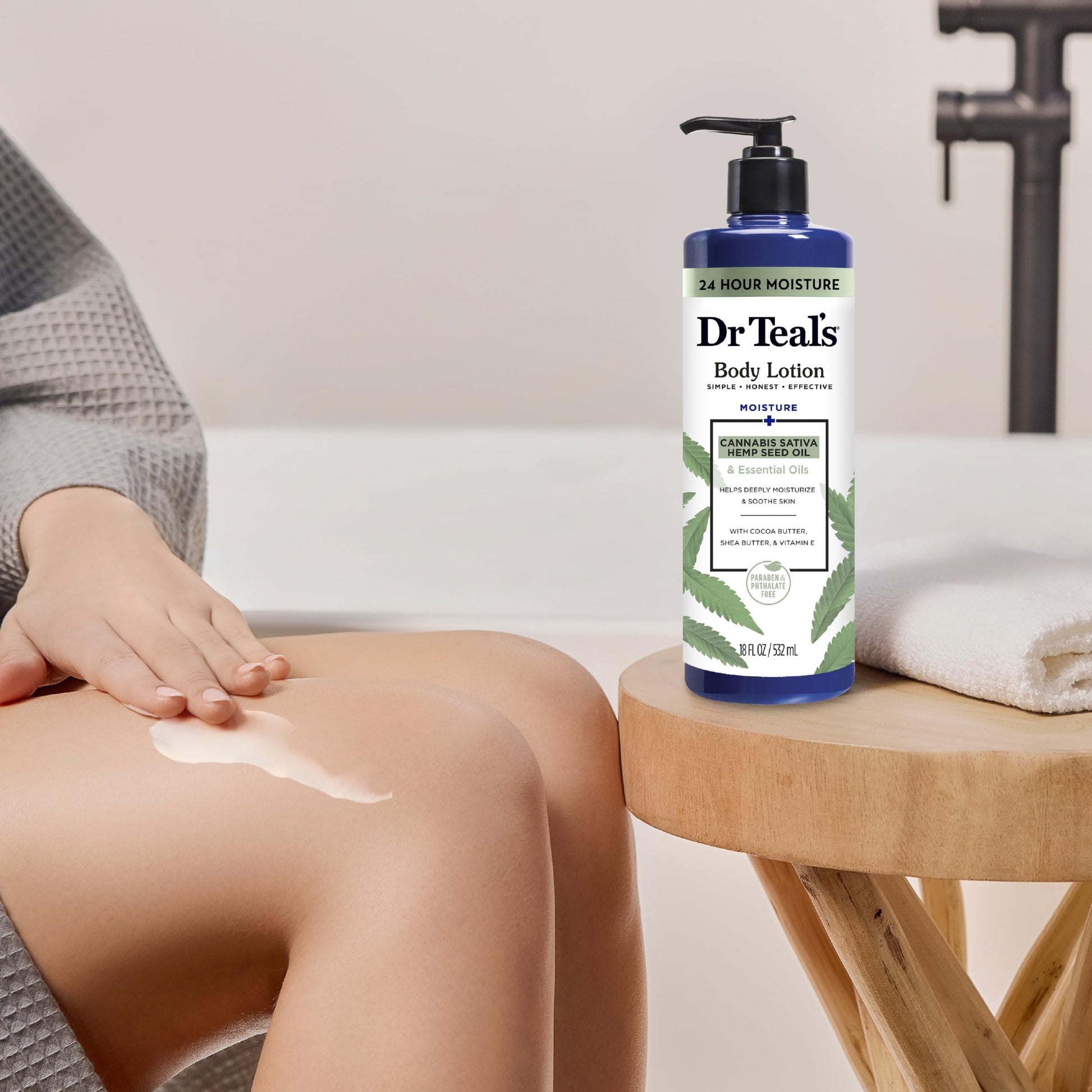 Dr Teal's - Loción corporal, aceite de semilla de cáñamo y aceites esenciales de cannabis sativa, 18 onzas (paquete de 3)