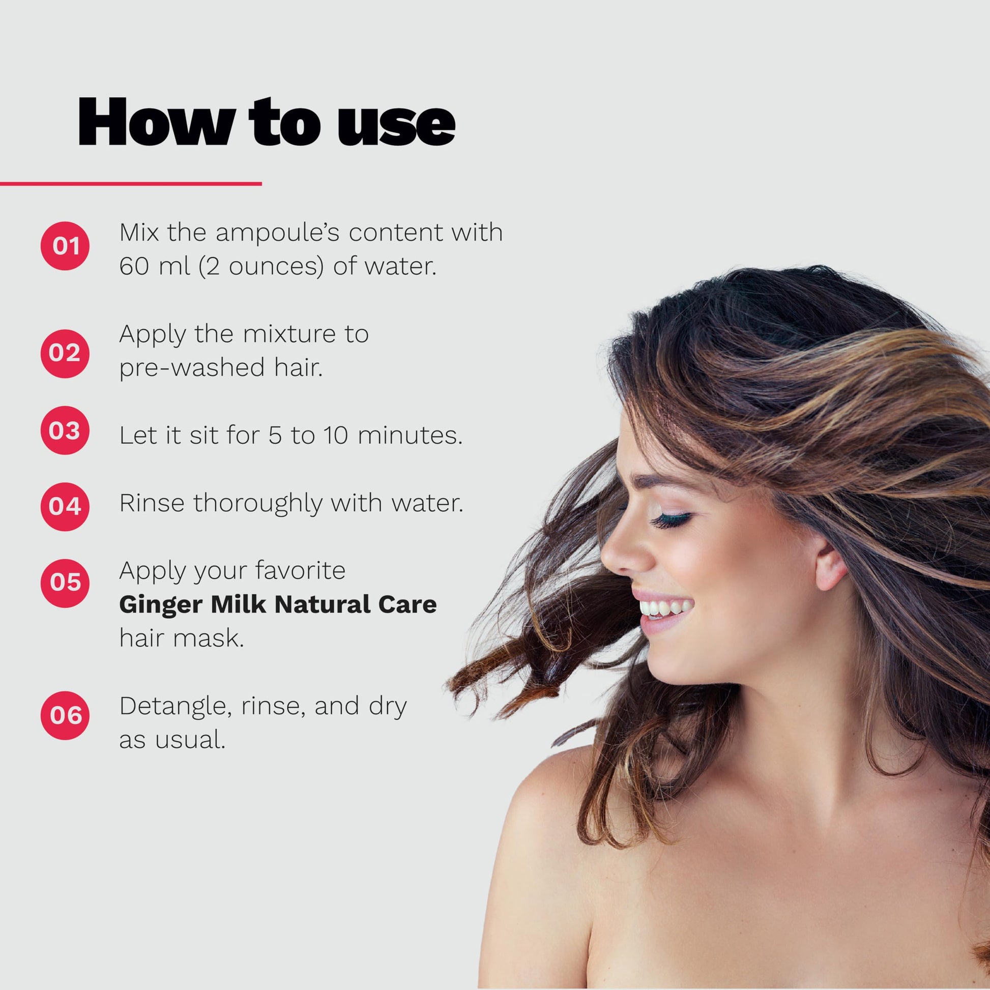 Ginger Milk - Ampolla de reparación del cabello con leche de jengibre con ácido hialurónico para tratamiento capilar dañado (paquete de 3 x 0.5 fl oz)