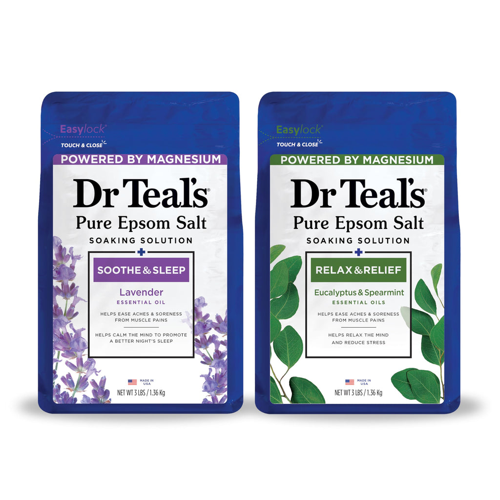 Dr Teal's - Paquete de sal pura de Epsom, lavanda y eucalipto, 3 libras (paquete de 2)