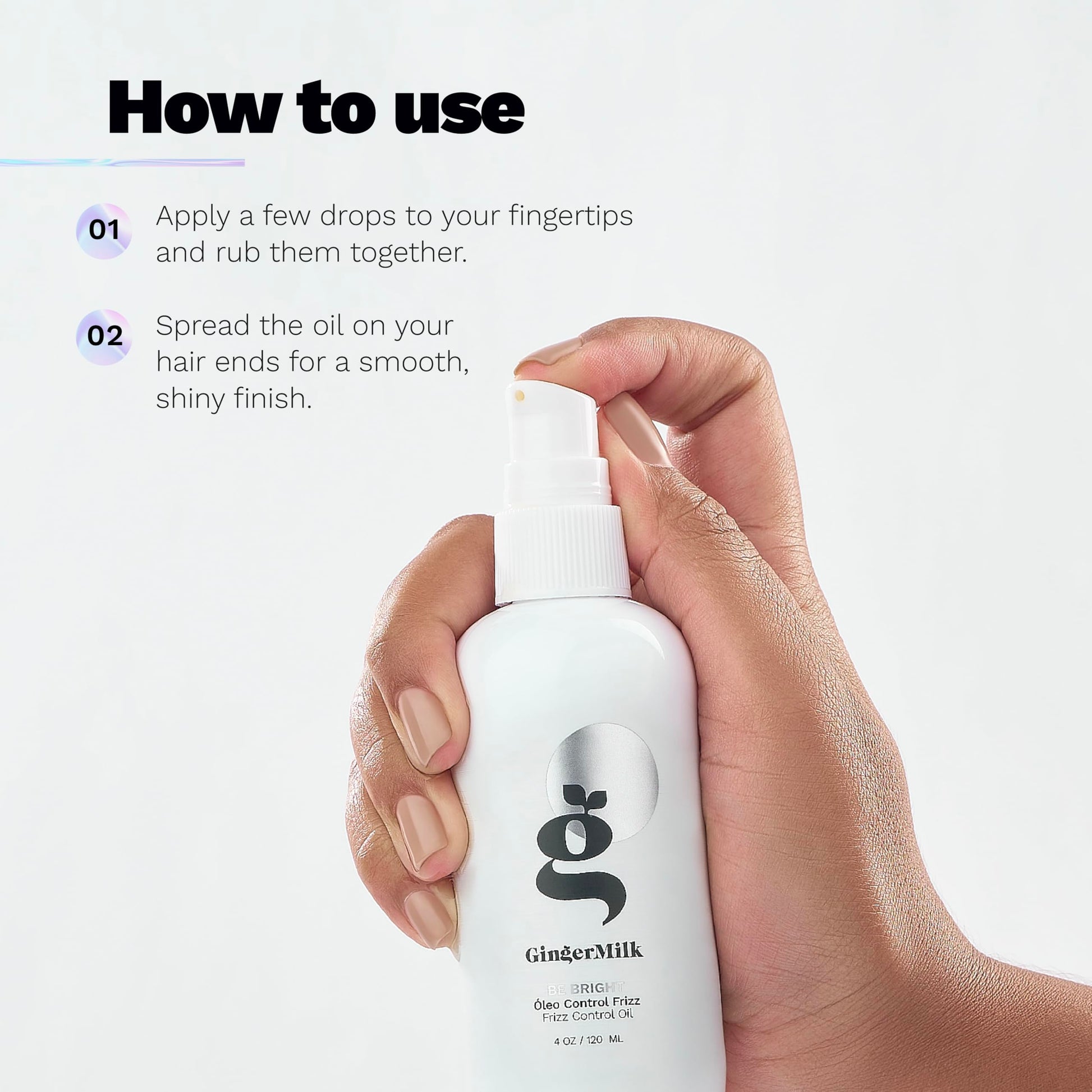 Ginger Milk - Aceite para el cabello antiencrespamiento con jengibre, argán y ricino para cabello encrespado. Sella las puntas abiertas, fortalece la estructura del cabello y añade brillo a todo tipo de cabello