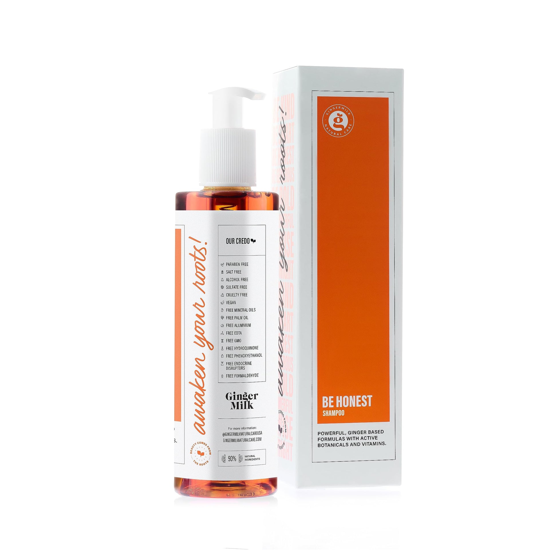GINGER MILK - Shampoo para cabello graso, acumulación, puntas secas para todo tipo de cabello para mujeres y hombres, con una potente fórmula de jengibre | Be Honest (8 onzas líquidas)