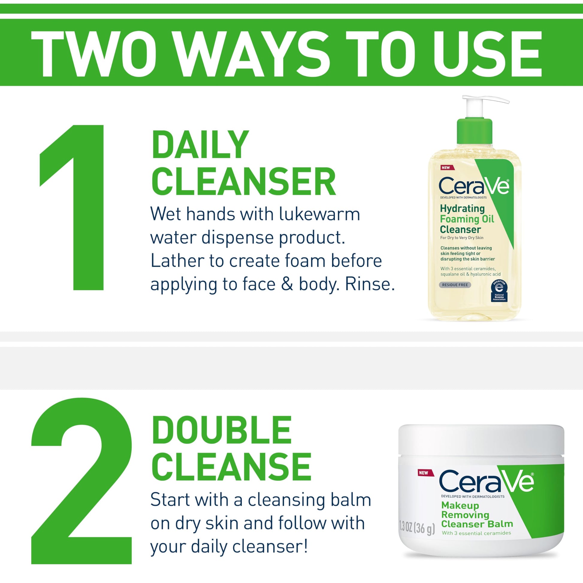 CeraVe - Limpiador hidratante de aceite espumoso, limpiador hidratante para cara y cuerpo, aceite de escualano + ácido hialurónico + ceramidas, para piel seca a muy seca, sin fragancia y sin residuos, 8