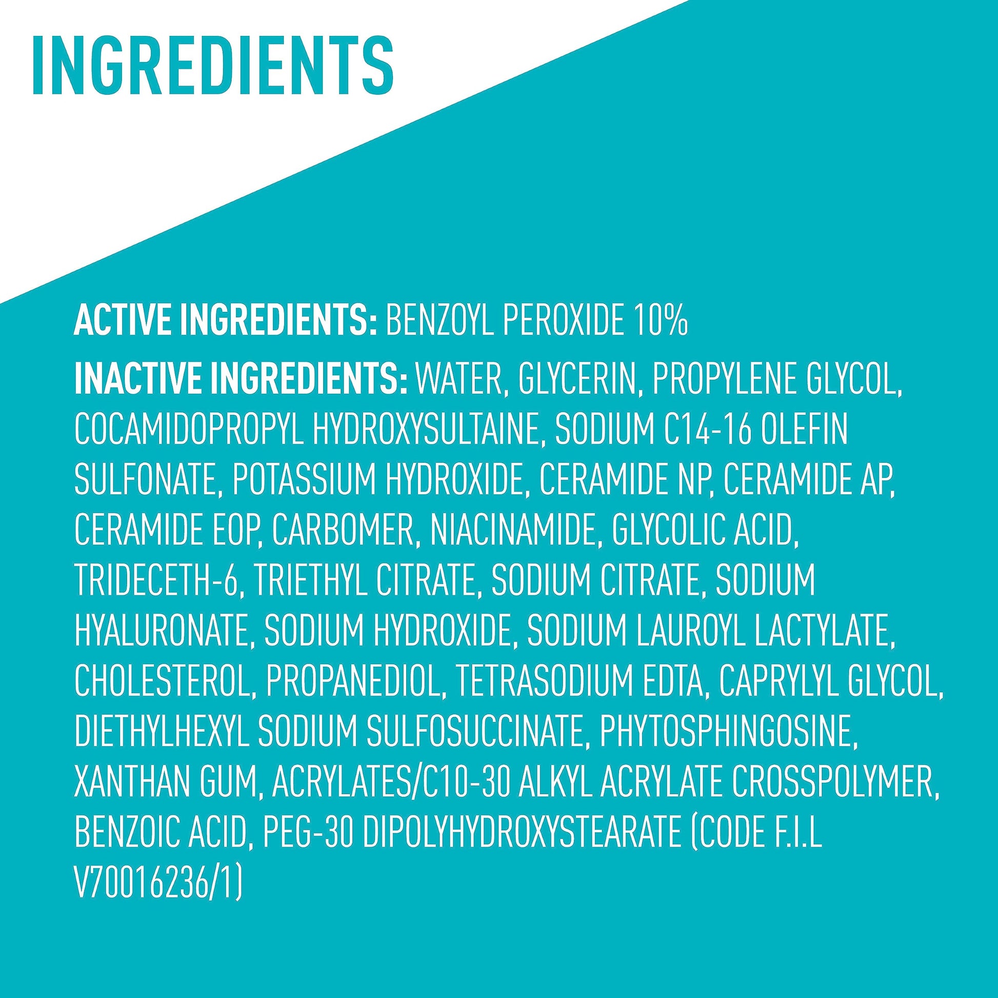 CeraVe - Crema espumosa para el acné, limpiador suave para rostro y cuerpo con peróxido de benzoilo al 10%, ácido hialurónico y niacinamida, tratamiento con peróxido de benzoilo al 10% que elimina granos y puntos negros. 5 Oz