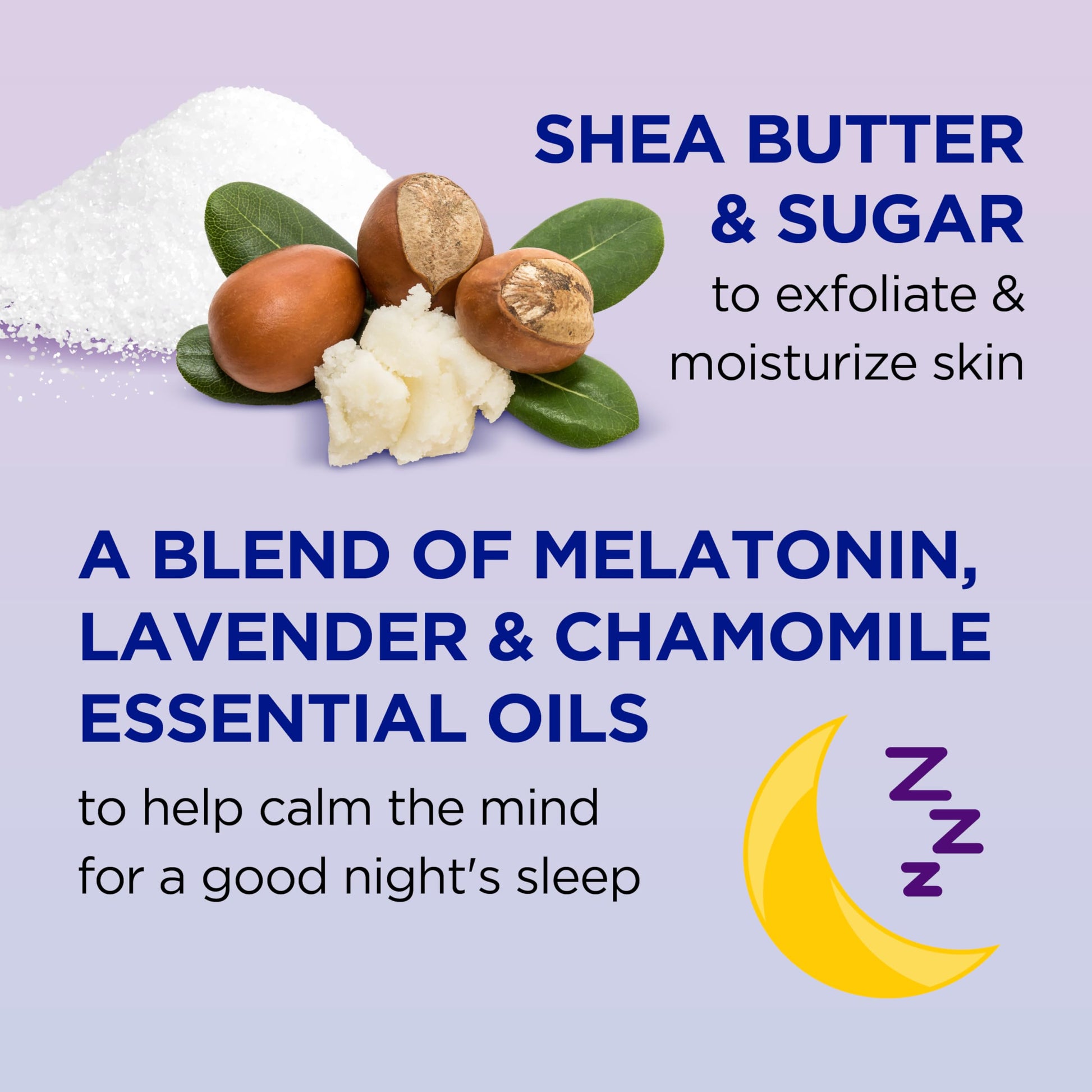 Dr Teal's - Exfoliante para dormir con azúcar de karité, con melatonina, lavanda y aceites esenciales, 19 onzas (paquete de 3)
