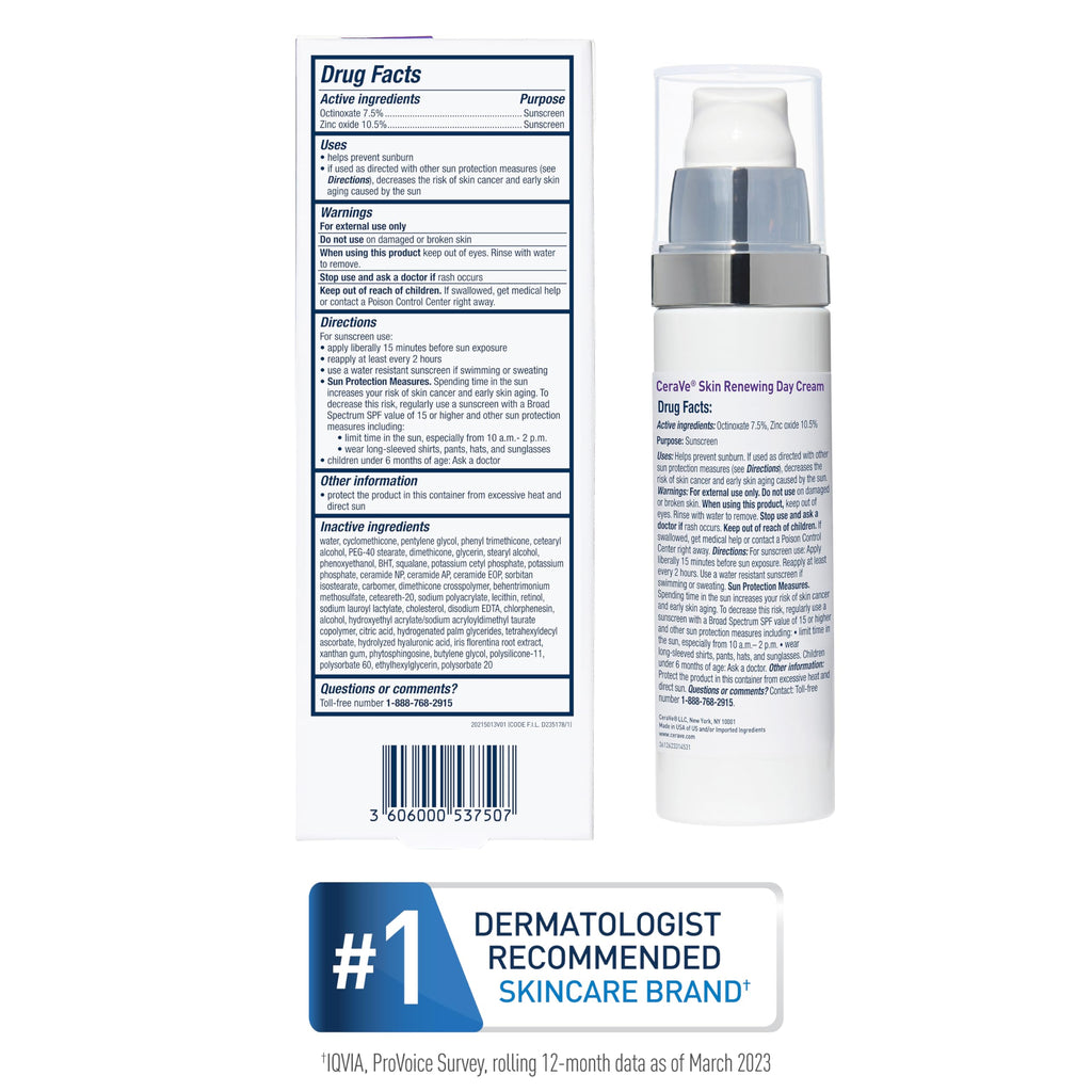 CeraVe - Crema facial antiedad con factor de protección solar 30, crema antiarrugas con retinol, ácido hialurónico y ceramidas, 50 ml