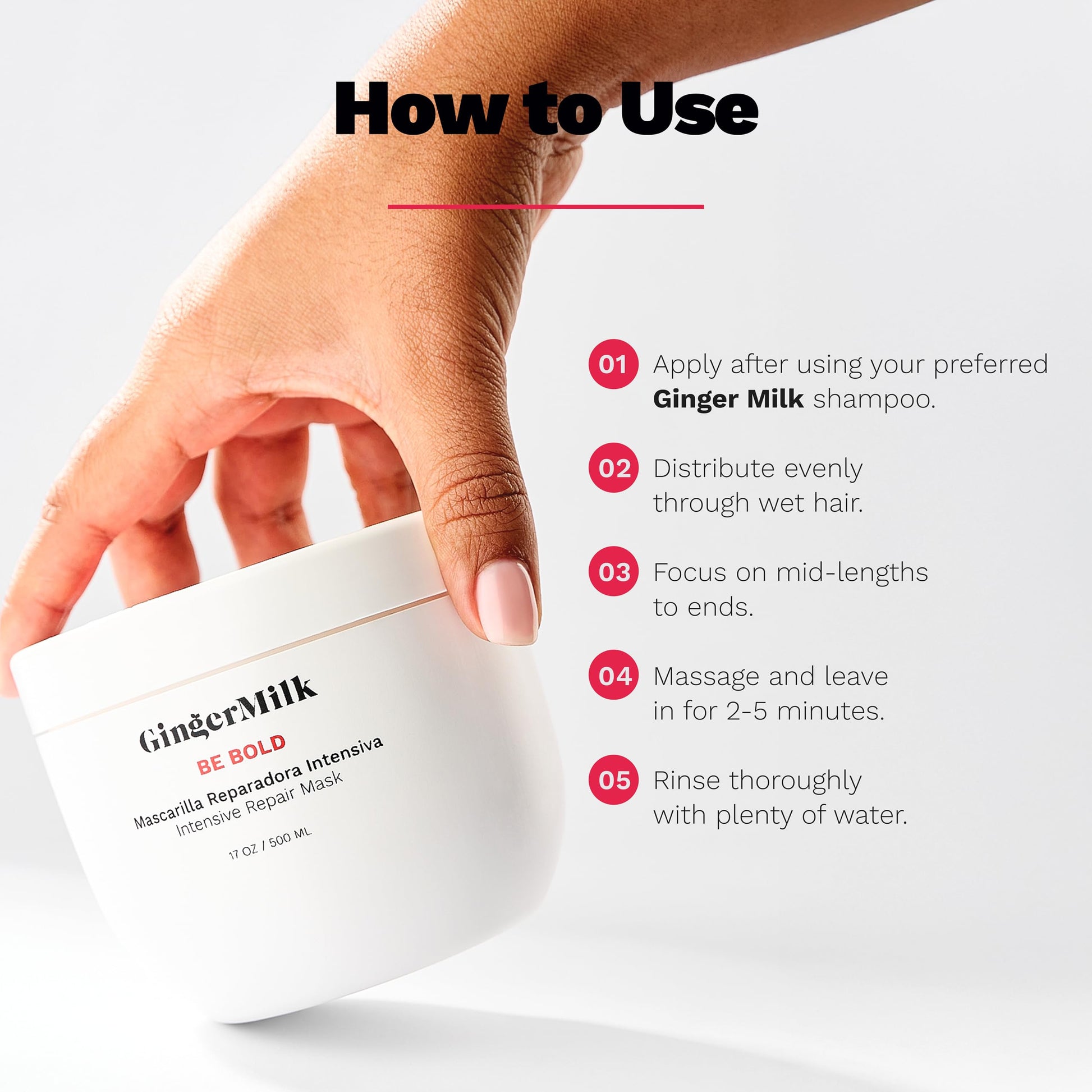 Ginger Milk - Kit de reparación del cabello - Shampoo y Mascarilla para el cabello revitalizante y mascarilla reparadora intensiva para cabello dañado - Restaura, fortalece y nutre tus pelos para un brillo