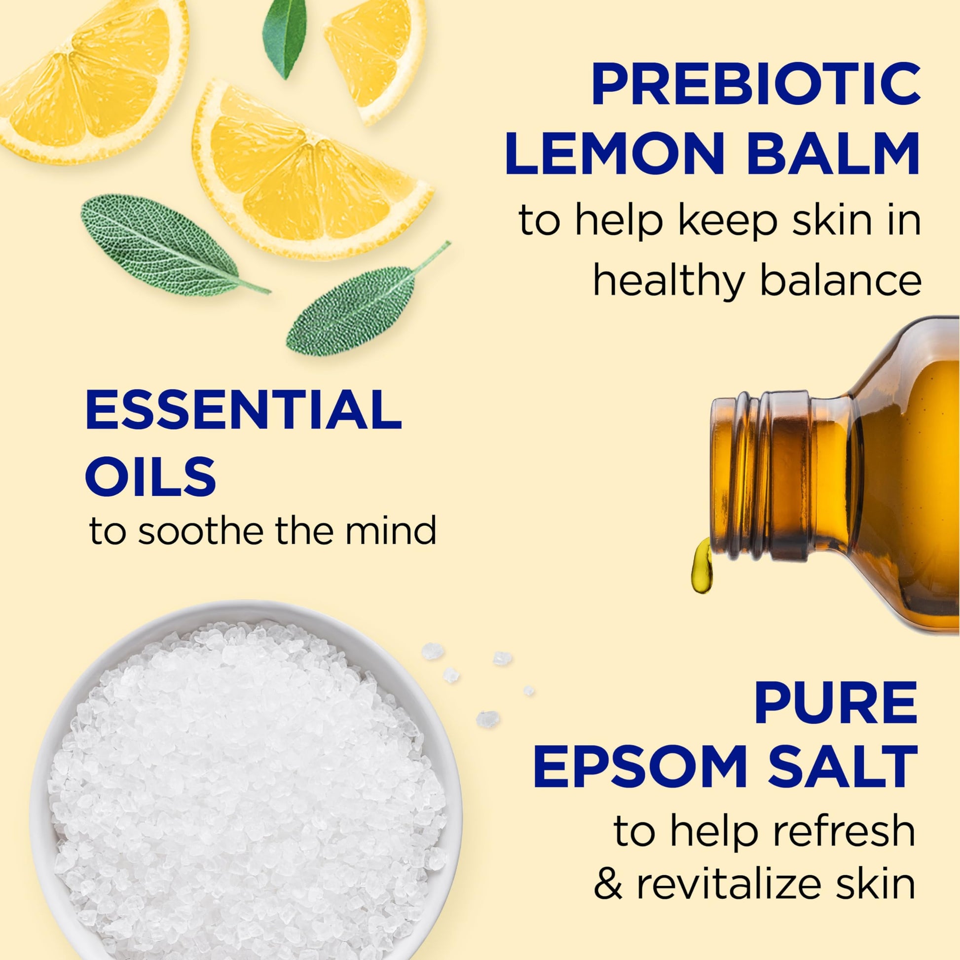Dr Teal's - Baño espumoso con sal pura de Epsom, bálsamo de limón prebiótico y aceites esenciales, 34 onzas líquidas (paquete de 4)