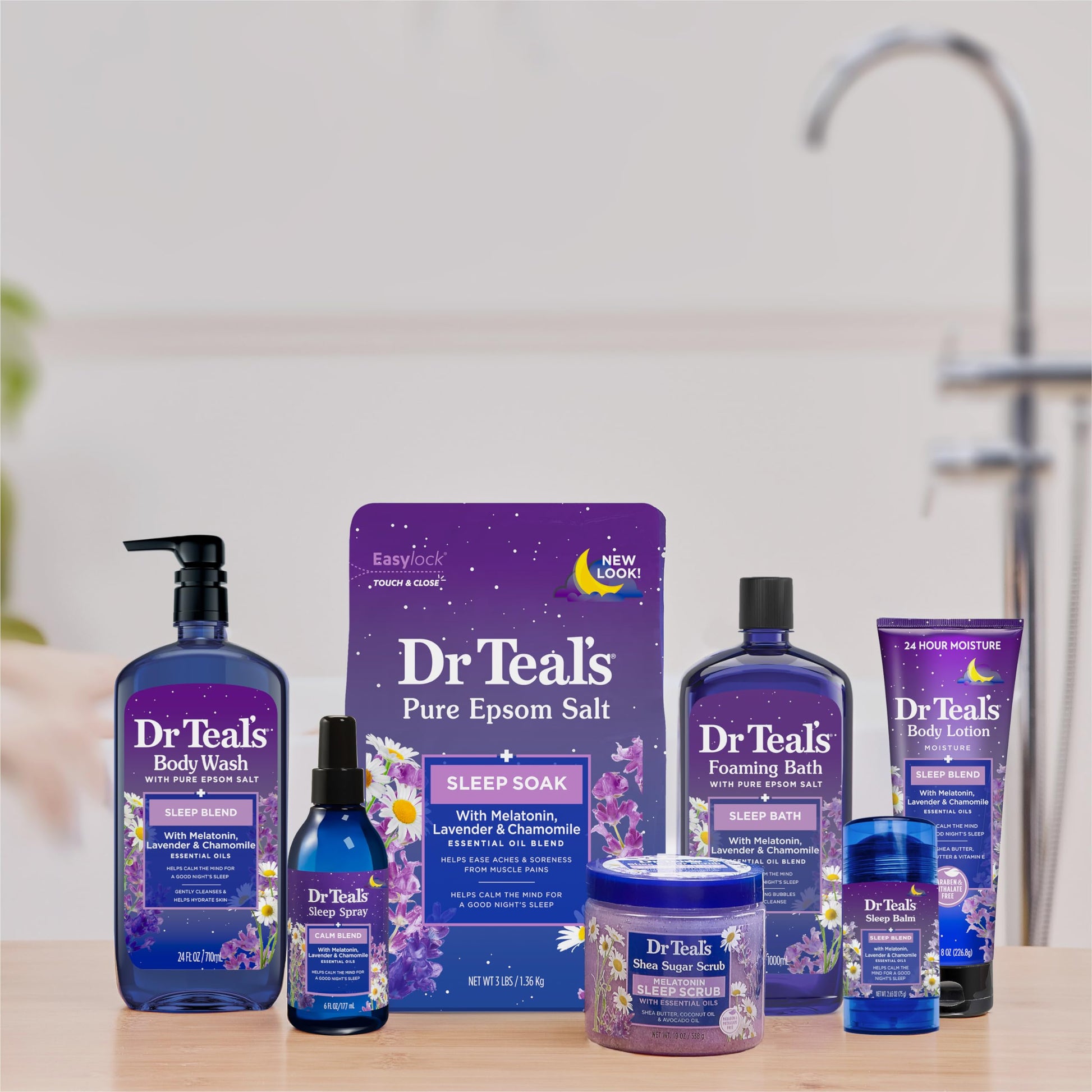 Dr Teal's - Loción corporal para dormir, 24 horas de hidratacion, con aceites esenciales de melatonina, lavanda y manzanilla, 8 onzas líquidas (paquete de 3)
