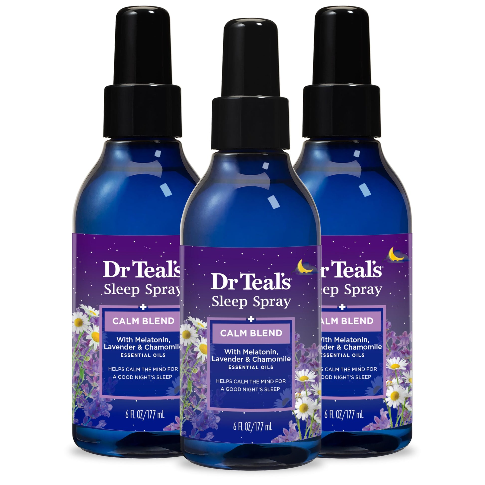 Dr Teal's - Spray para dormir con mezcla de melatonina y aceites esenciales, 6 onzas líquidas (paquete de 3)