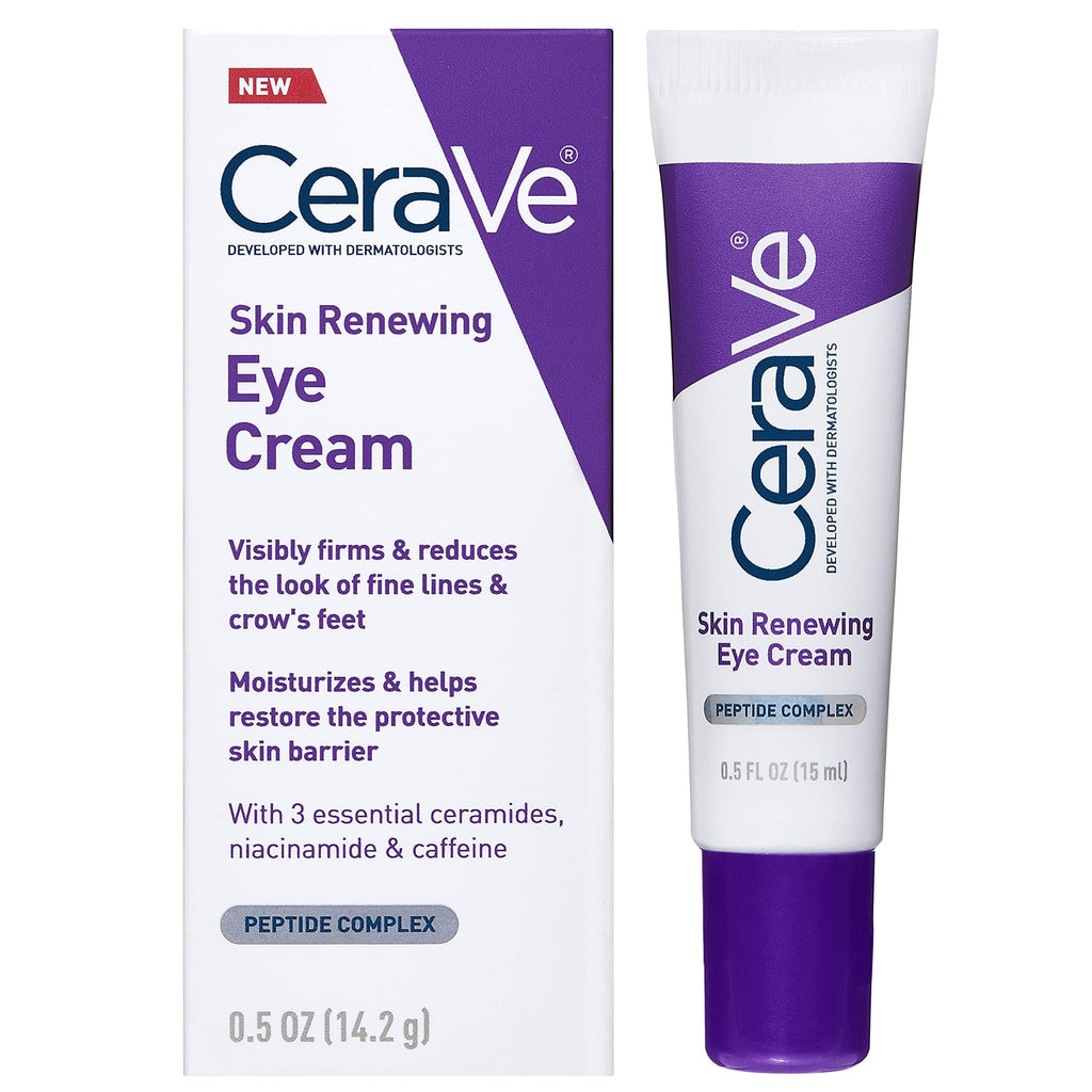 CeraVe - Crema renovadora para el contorno de ojos, antiarrugas, con péptidos, cafeína y niacinamida, para arrugas y patas de gallo, sin parabenos y probada por oftalmólogos