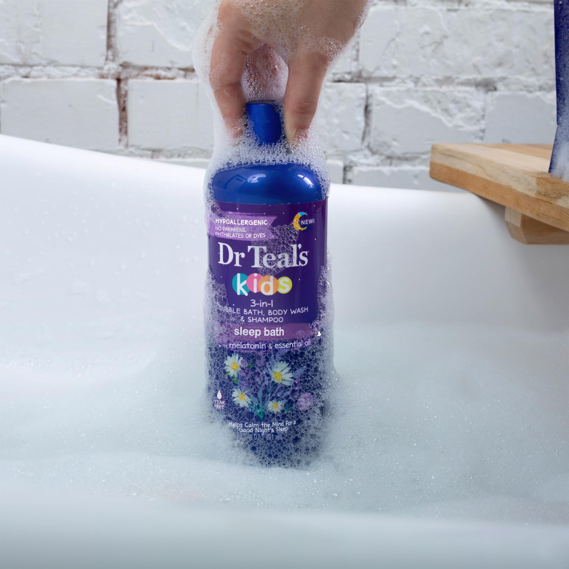 Dr Teal's - Baño de sueño 3 en 1 para niños: baño de burbujas, gel de baño corporal y champú con melatonina y aceite esencial, 20 onzas líquidas (paquete de 3)
