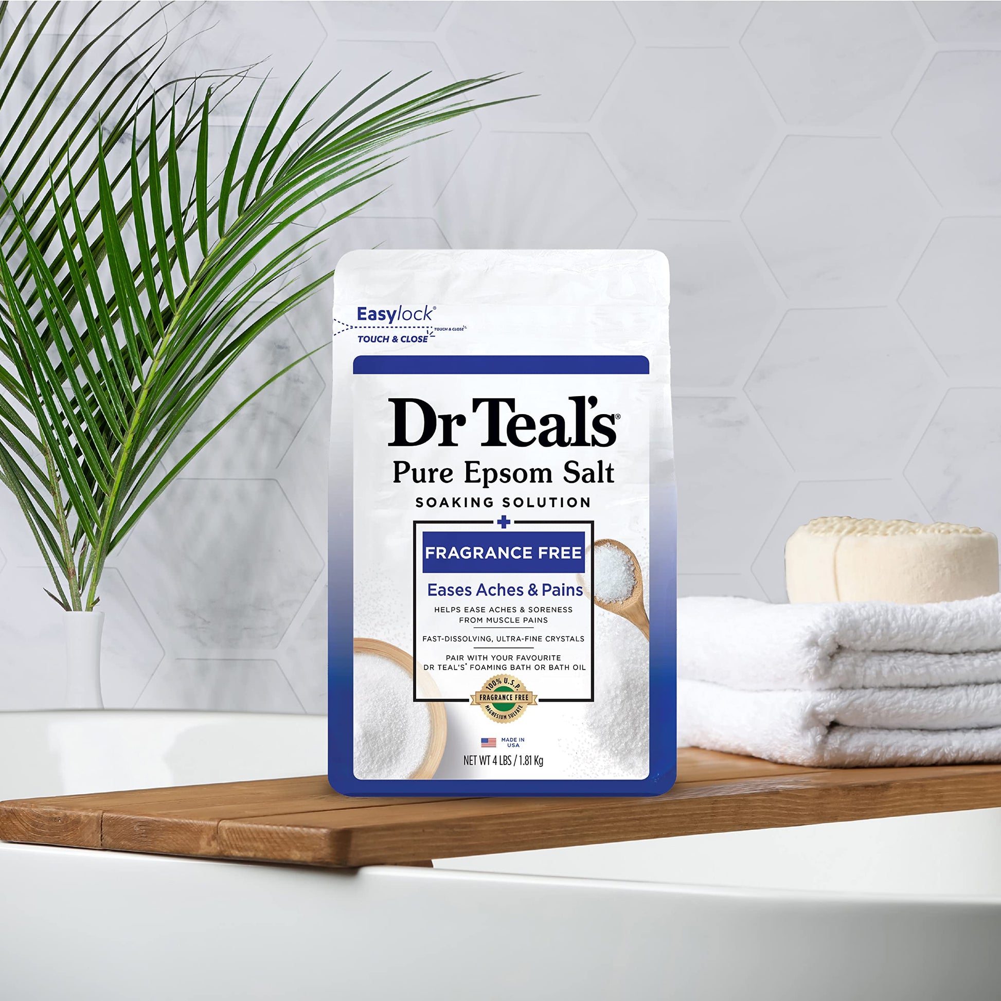 Dr Teal's - Sal de Epsom pura, sin fragancia, 4 lbs (el empaque puede variar)