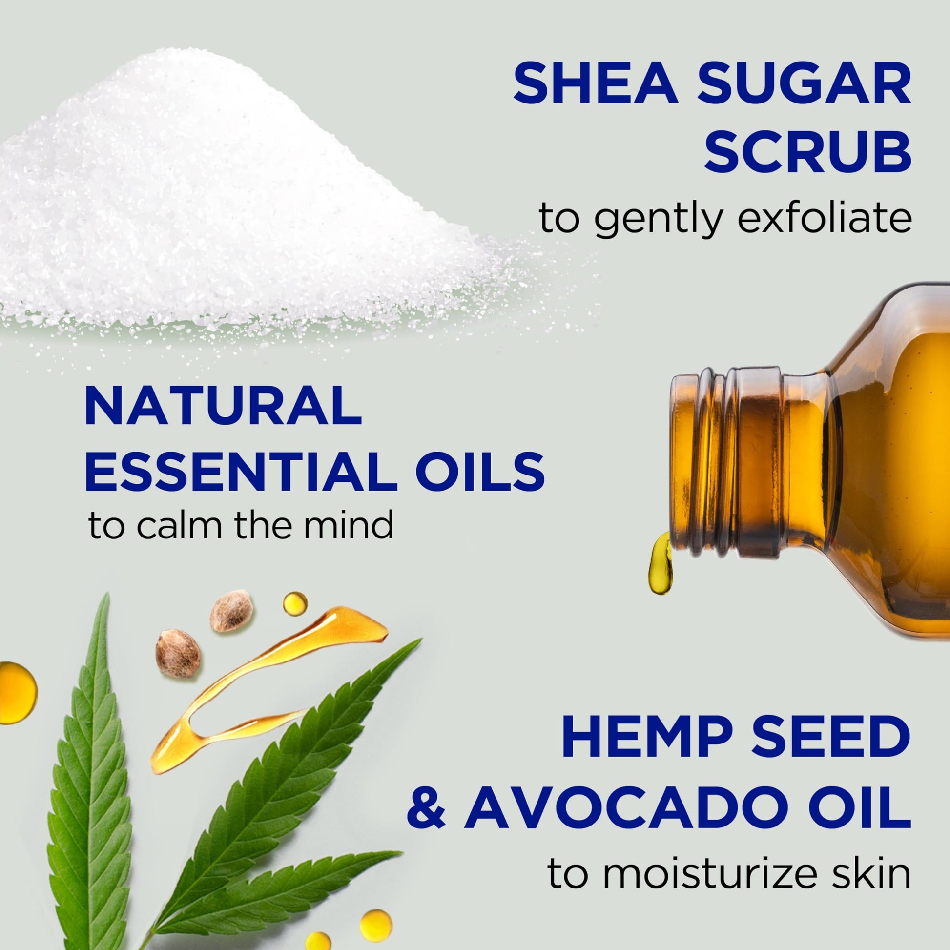 Dr Teal's - Exfoliante corporal de azúcar de karité, aceite de semilla de cáñamo de cannabis sativa con aceites esenciales, 19 onzas (paquete de 3)