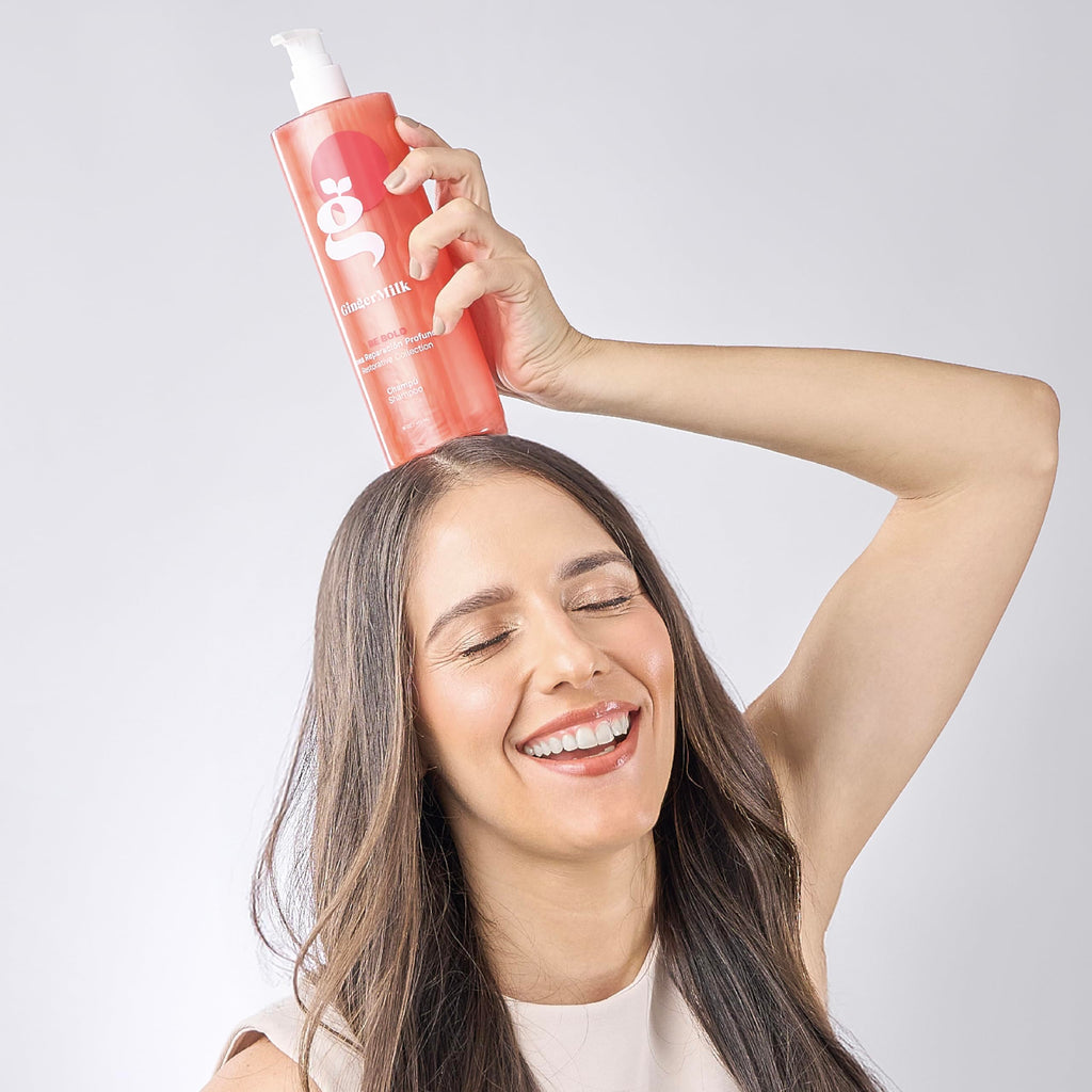 Ginger Milk - Shampoo reparador intensivo para cabello seco/dañado debido a la coloración, procesos químicos, herramientas de peinado caliente y secadores | BE BOLD