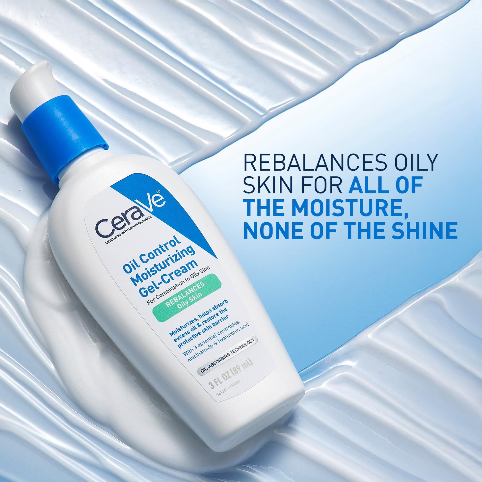 CeraVe - Gel hidratante Oil Control, crema hidratante facial para pieles grasas, niacinamida, ácido hialurónico y tecnología de absorción de aceite para reequilibrar la piel grasa, no comedogénica, sin fragancia ni aceite.