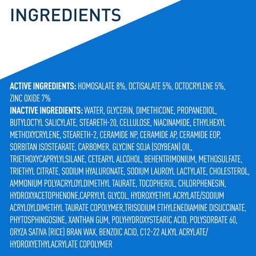 CeraVe - AM Loción hidratante facial SPF 50, hidratante facial con SPF, ácido hialurónico, niacinamida y ceramidas, no grasosa, se mezcla perfectamente sin manchas blancas, protector solar no comedogénico, 3 Oz