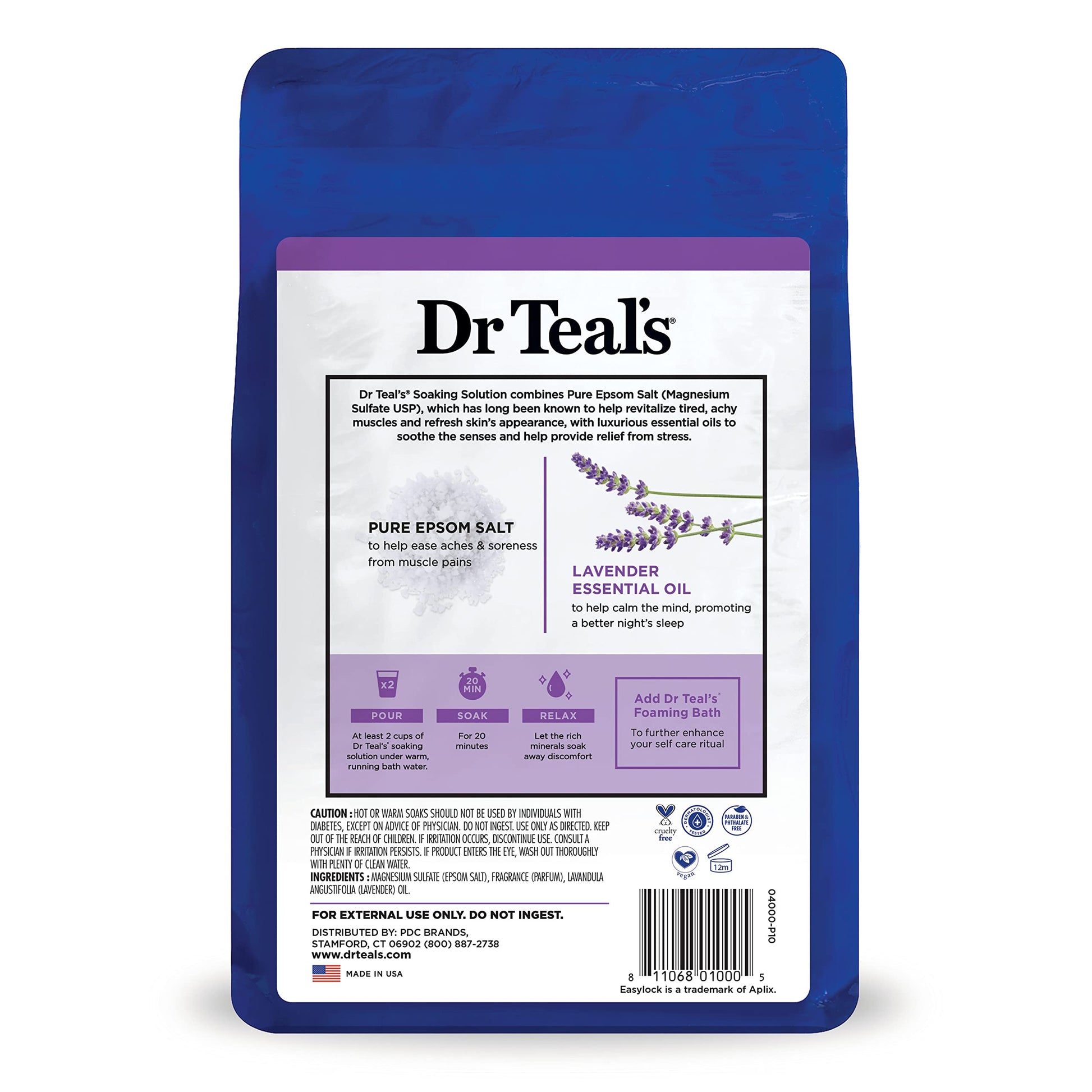 Dr Teal's - Paquete de sal pura de Epsom, lavanda y eucalipto, 3 libras (paquete de 2)