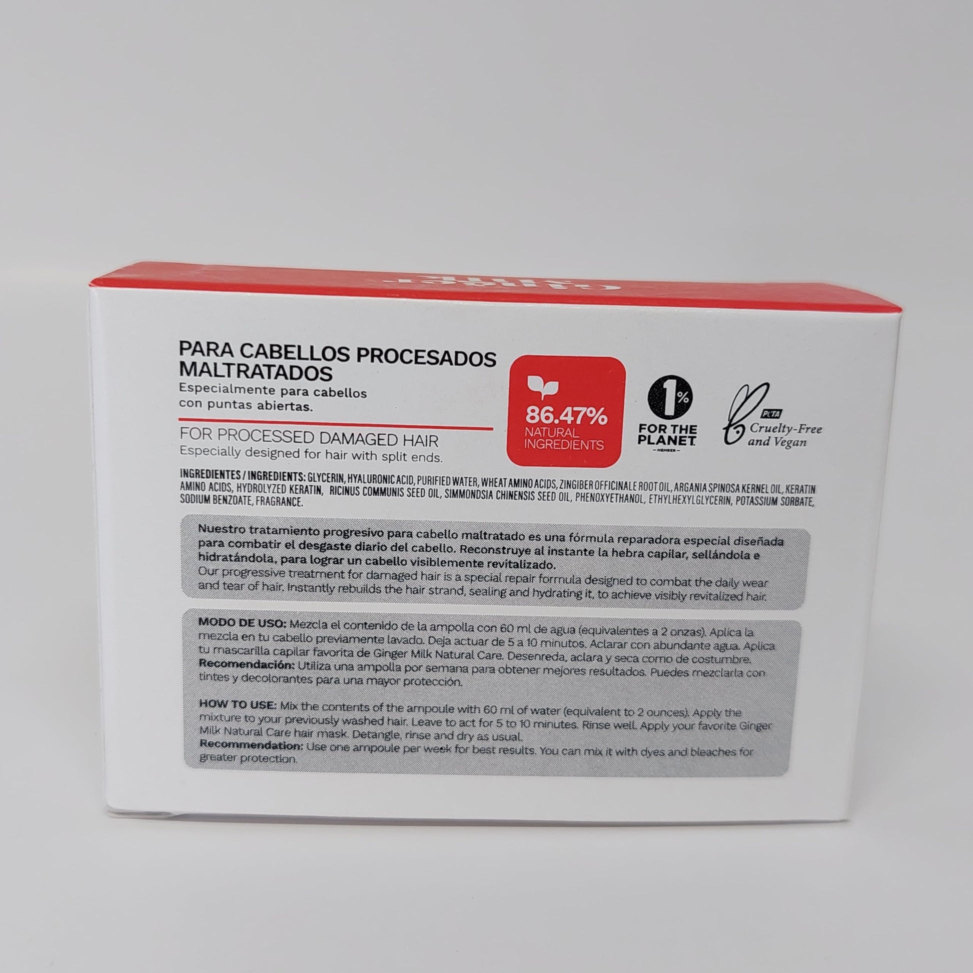 Ginger Milk - Ampolla de reparación del cabello con leche de jengibre con ácido hialurónico para tratamiento capilar dañado (paquete de 3 x 0.5 fl oz)