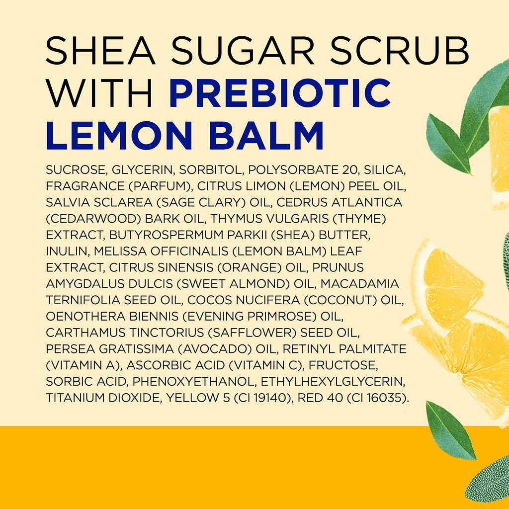 Dr Teal's Shea Sugar Scrub, Prebiotic Lemon Balm, 19 oz (Pack of 3)