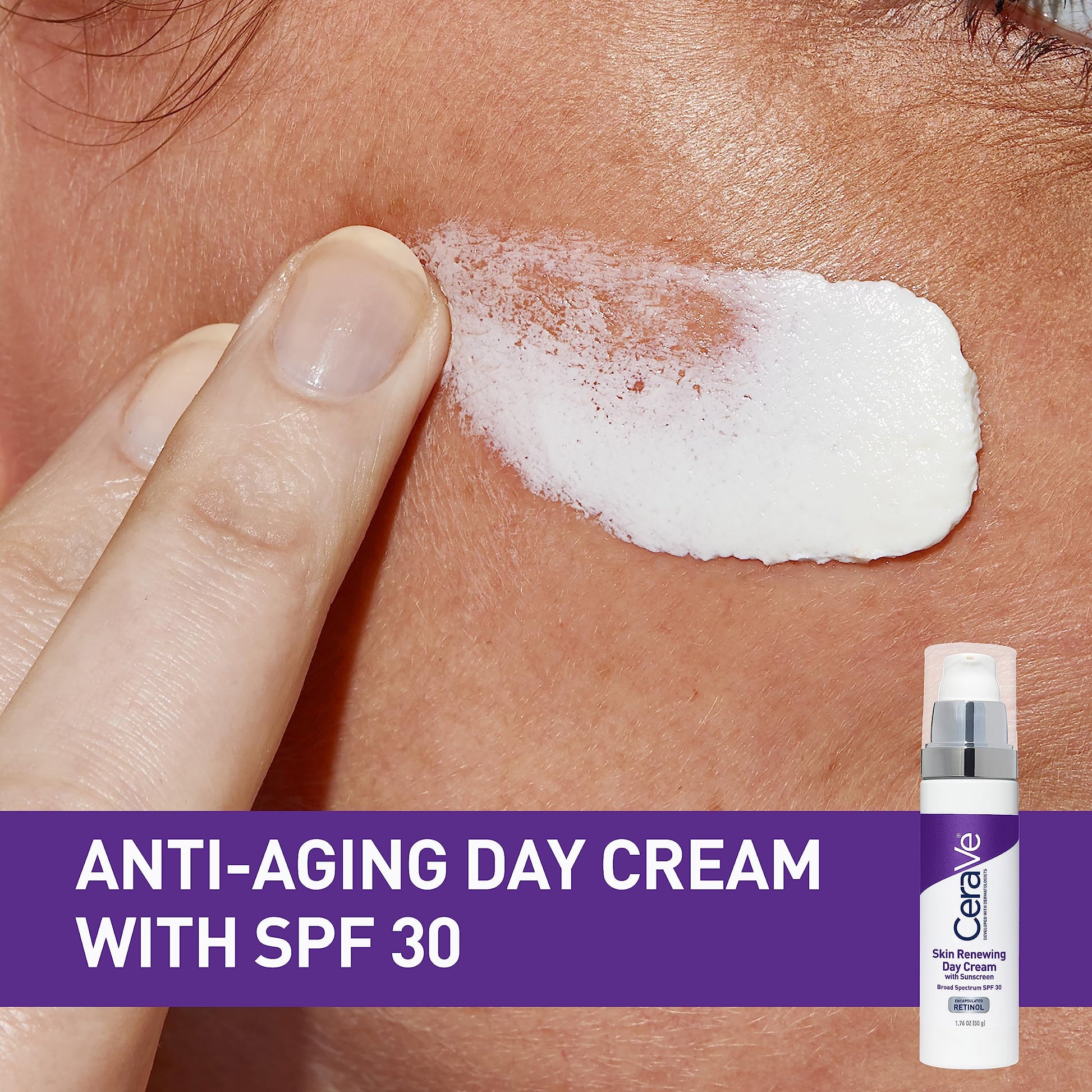 CeraVe - Crema facial antiedad con factor de protección solar 30, crema antiarrugas con retinol, ácido hialurónico y ceramidas, 50 ml